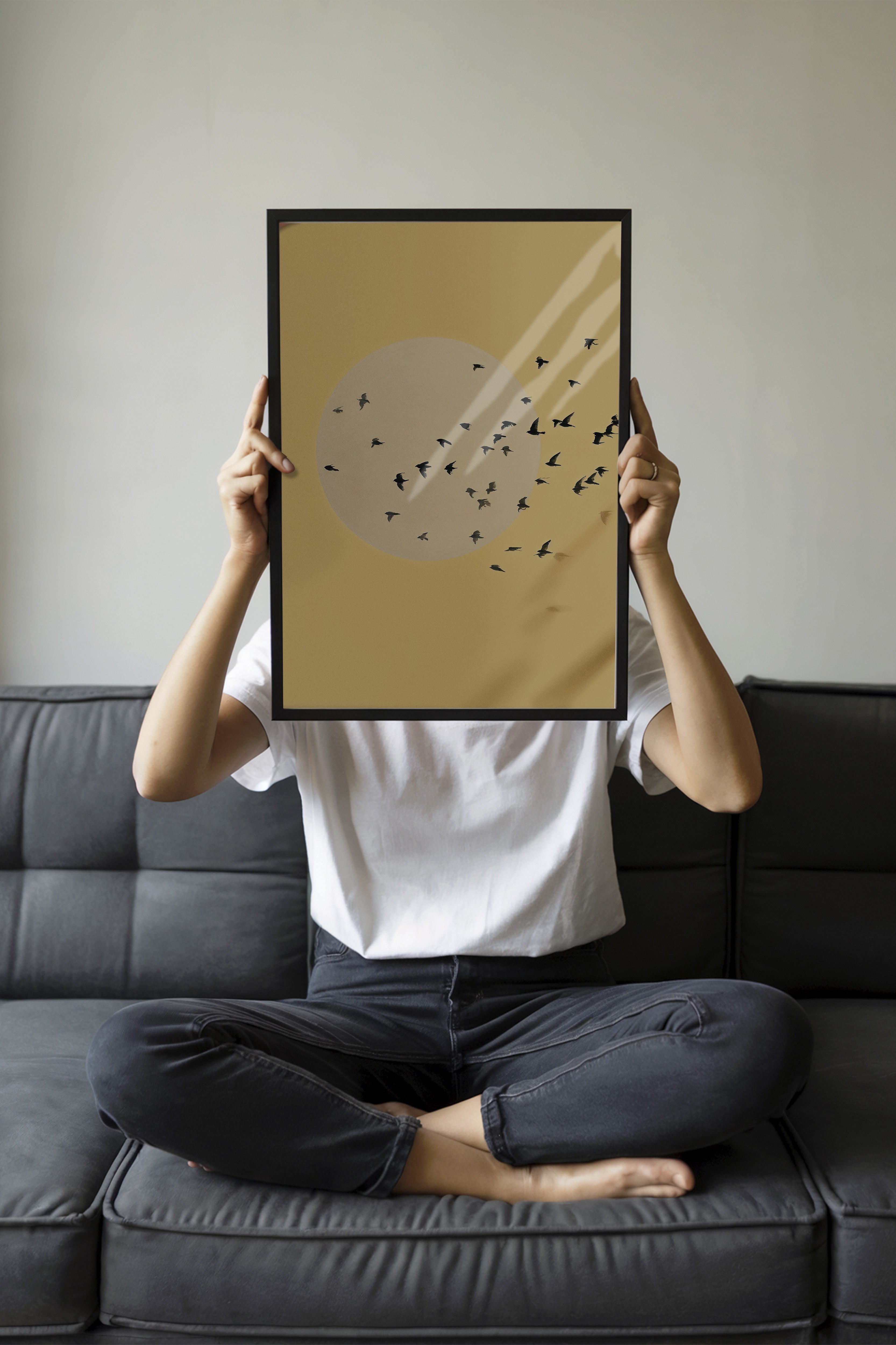 Duvar Tablosu, Siyah Çerçeveli Tablo ve Poster, Ritüel Serisi, Kuş Tablo, NO:115224
