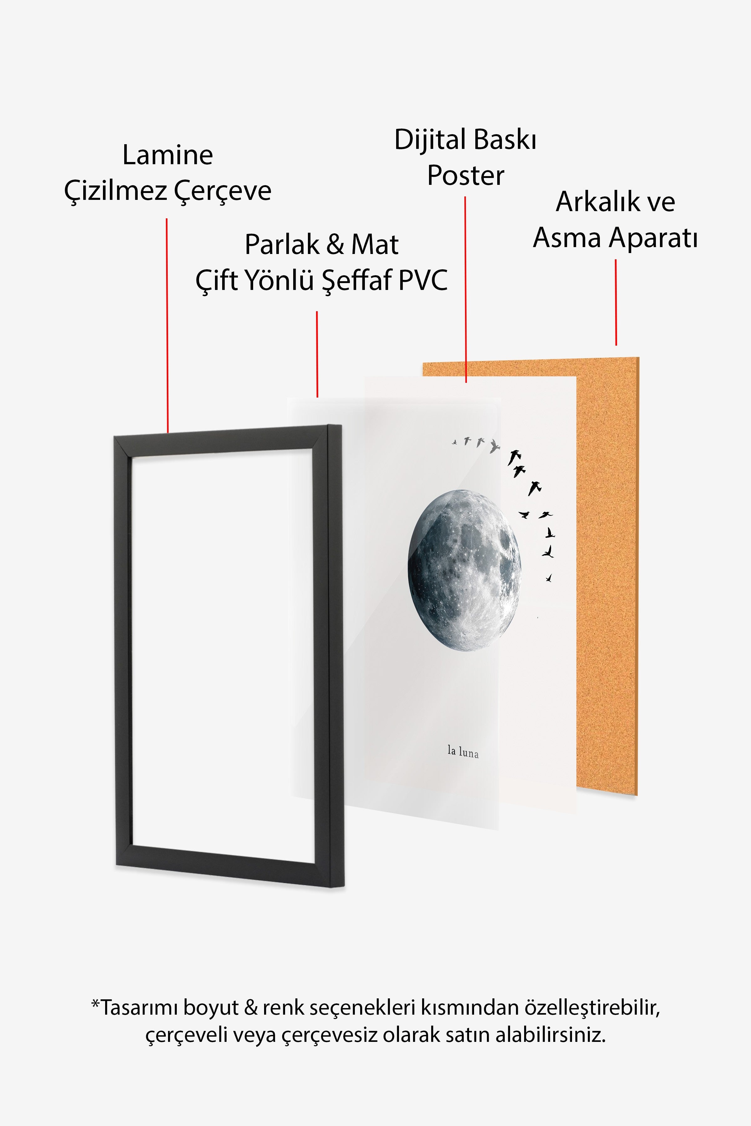 Duvar Tablosu, Siyah Çerçeveli Tablo ve Poster, Ritüel Serisi, Kuş Tablo, NO:115227