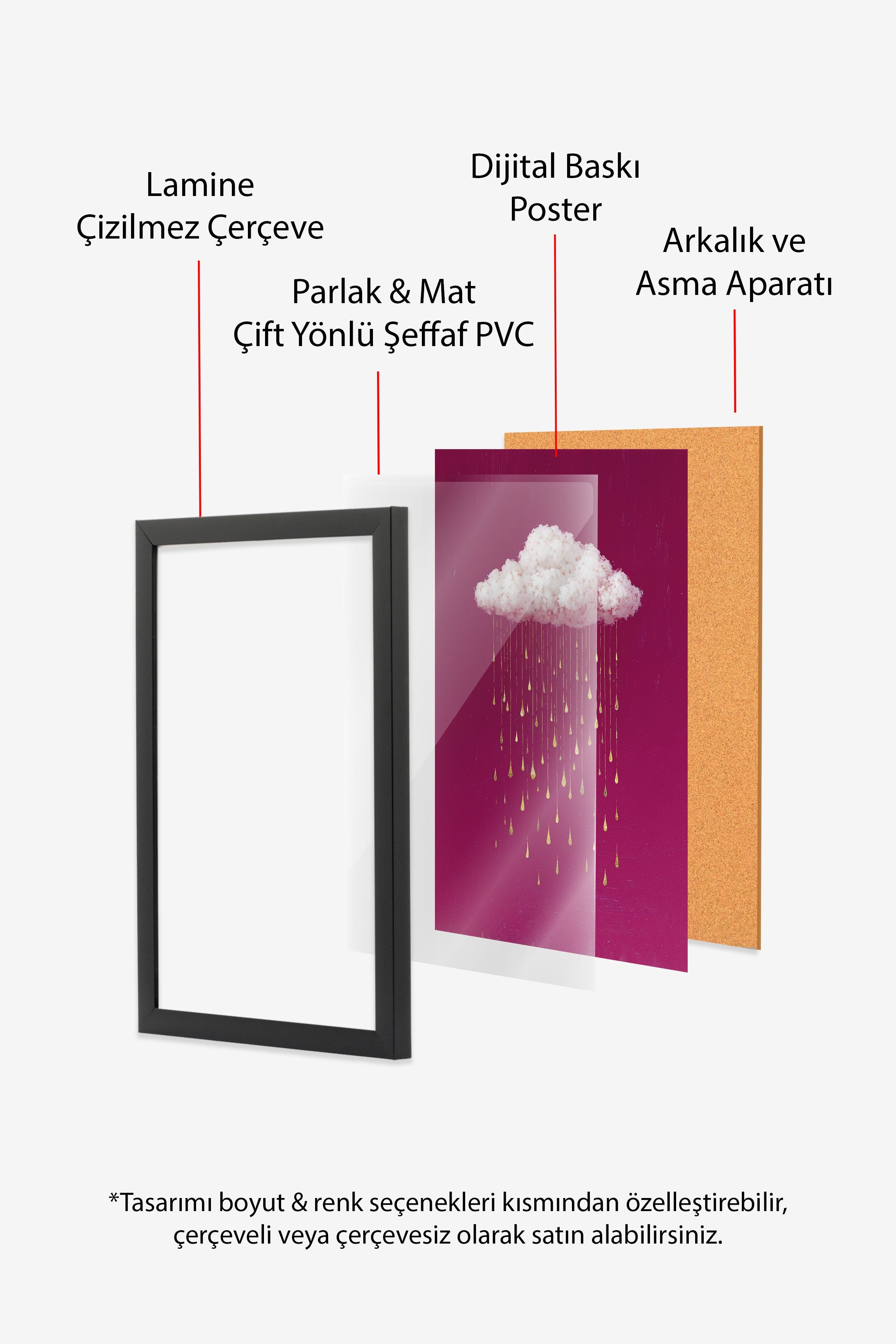 Duvar Tablosu, Siyah Çerçeveli Tablo ve Poster, Ritüel Serisi, Kuş Tablo, NO:115233