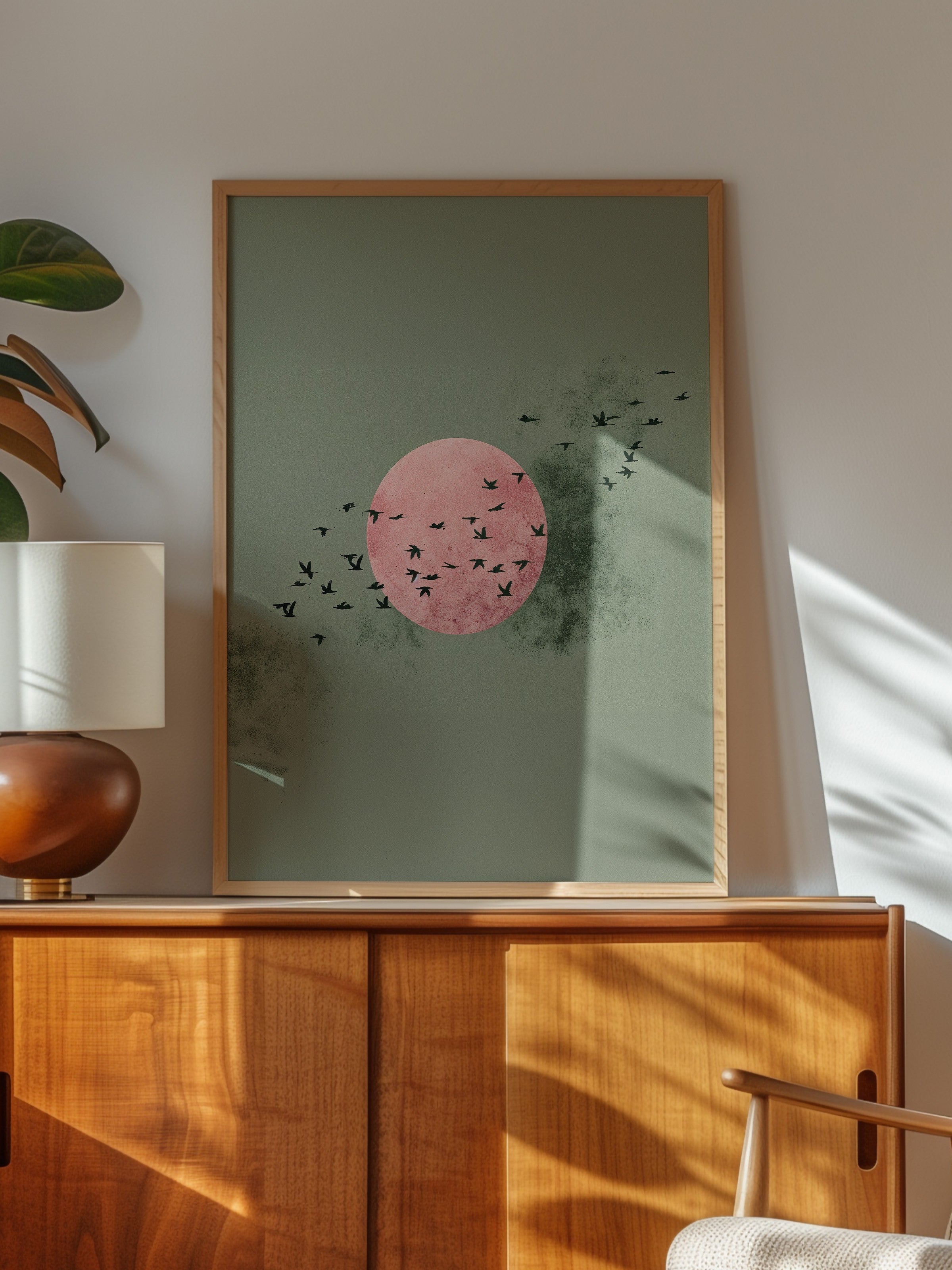 Duvar Tablosu, Ahşap Çerçeveli Tablo ve Poster, Ritüel Serisi, Kuş Tablo, NO:115234