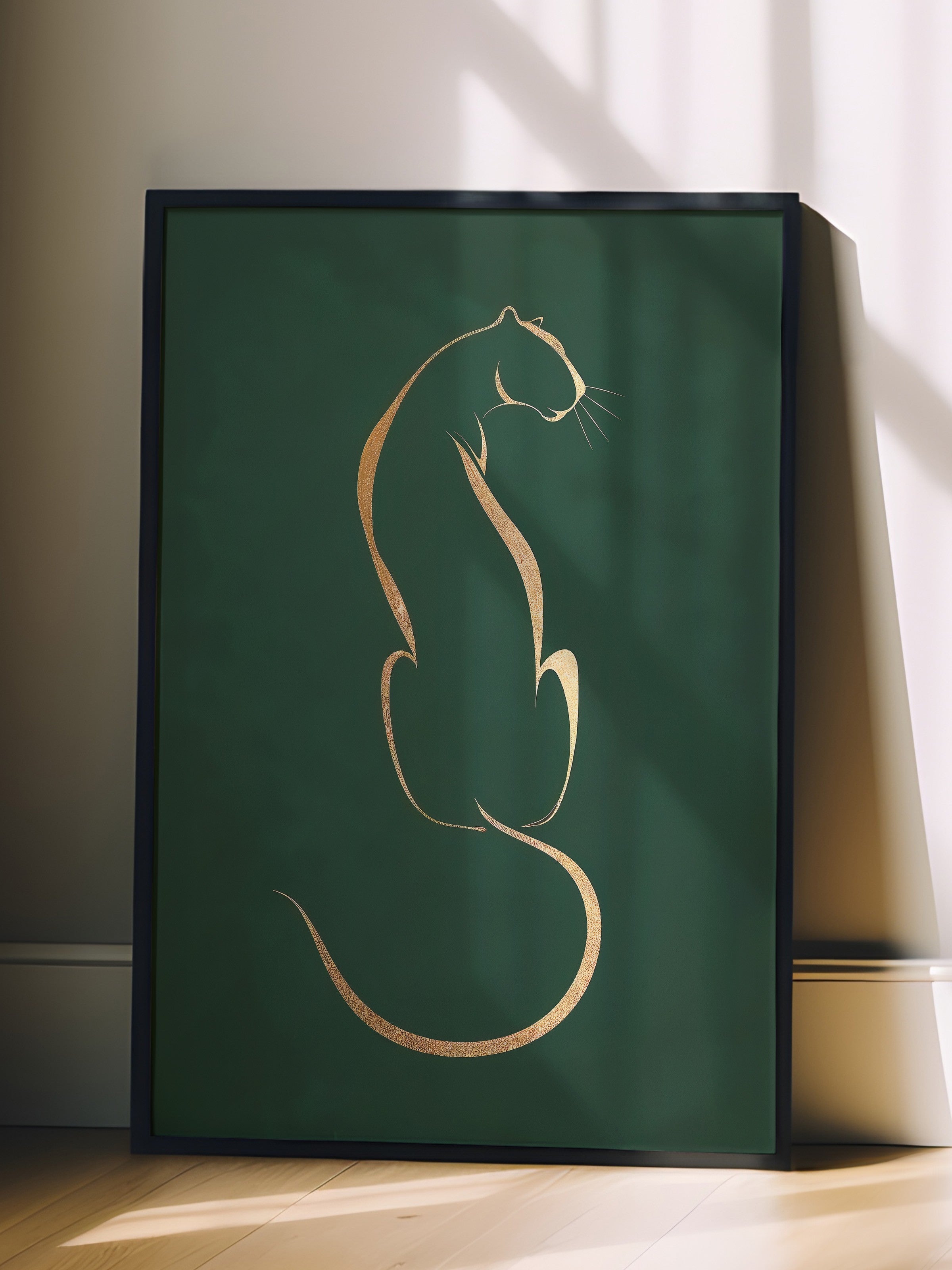 Duvar Tablosu, Siyah Çerçeveli Tablo ve Poster, Ritüel Serisi, Leopar Tablo, NO:115223