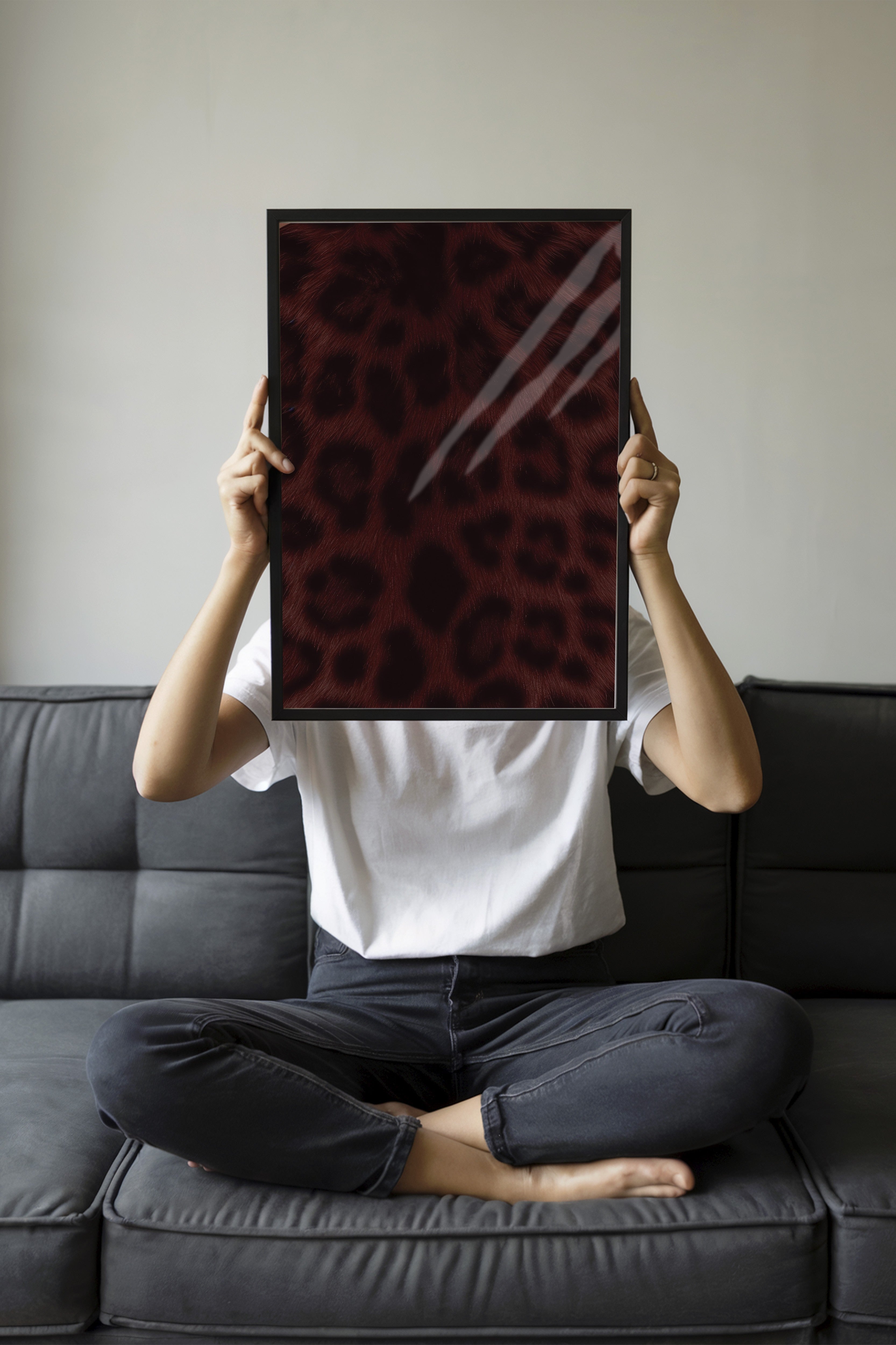 Duvar Tablosu, Siyah Çerçeveli Tablo ve Poster, Ritüel Serisi, Leopar Tablo, NO:115237