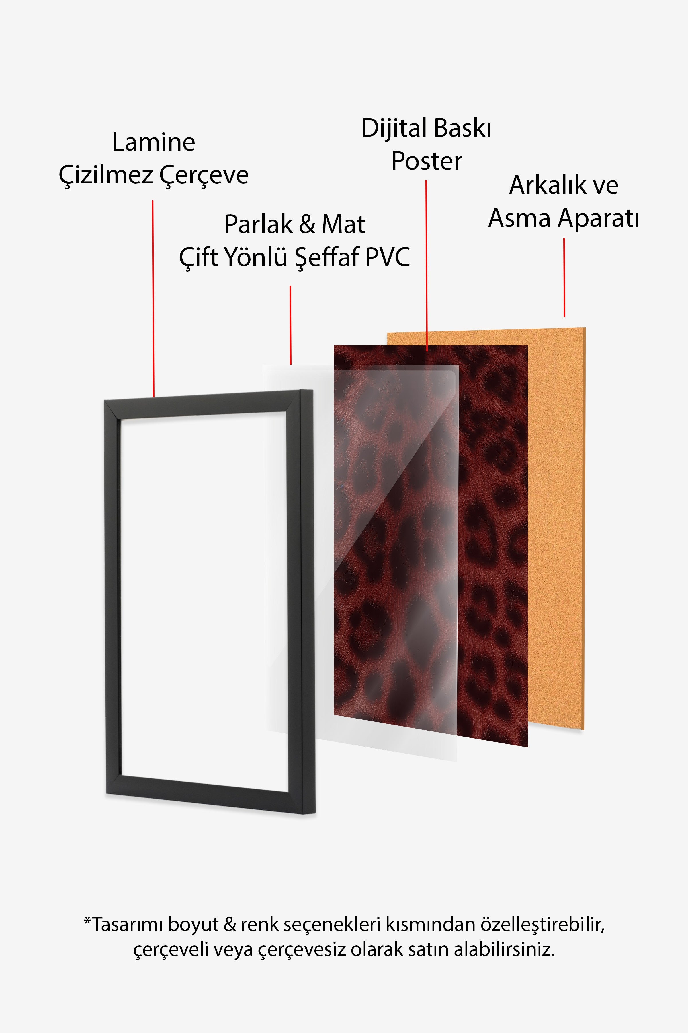 Duvar Tablosu, Siyah Çerçeveli Tablo ve Poster, Ritüel Serisi, Leopar Tablo, NO:115237