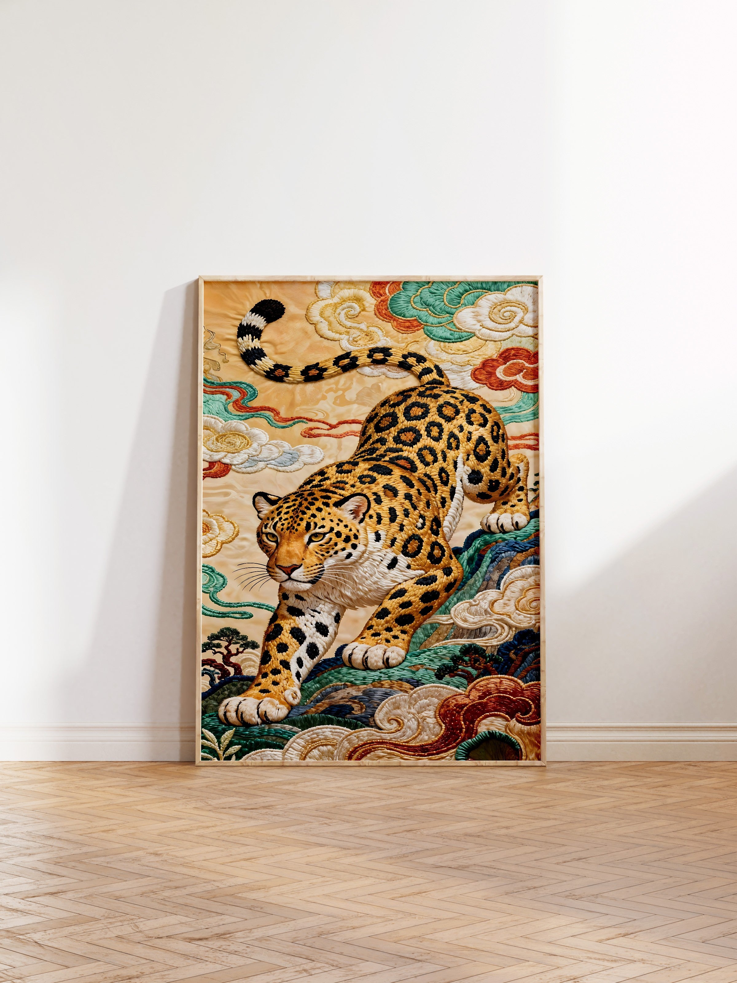 Duvar Tablosu, Ahşap Çerçeveli Tablo ve Poster, Ritüel Serisi, Leopar Tablo, NO:115253