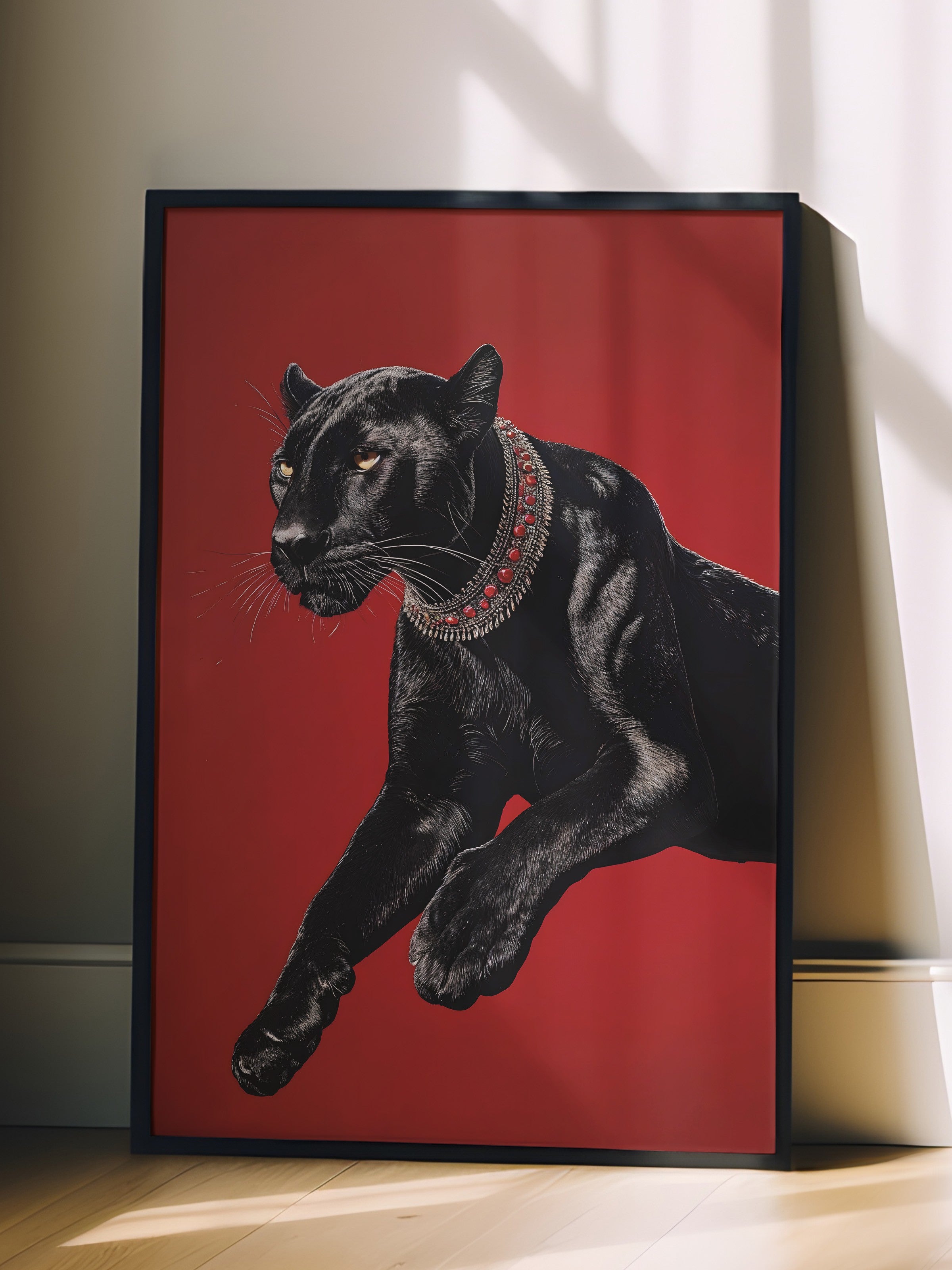 Duvar Tablosu, Siyah Çerçeveli Tablo ve Poster, Ritüel Serisi, Leopar Tablo, NO:115261