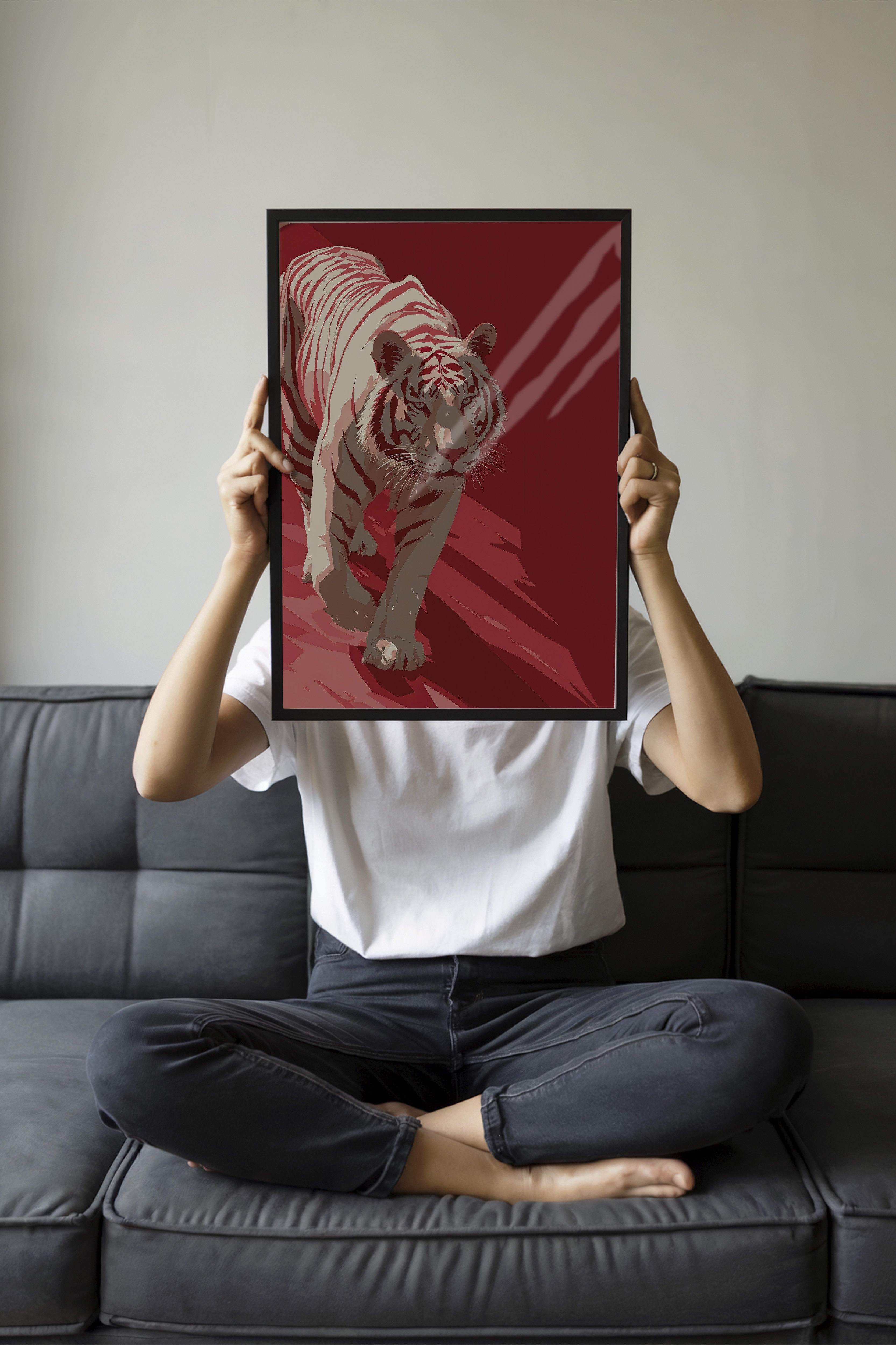 Duvar Tablosu, Siyah Çerçeveli Tablo ve Poster, Ritüel Serisi, Leopar Tablo, NO:115262