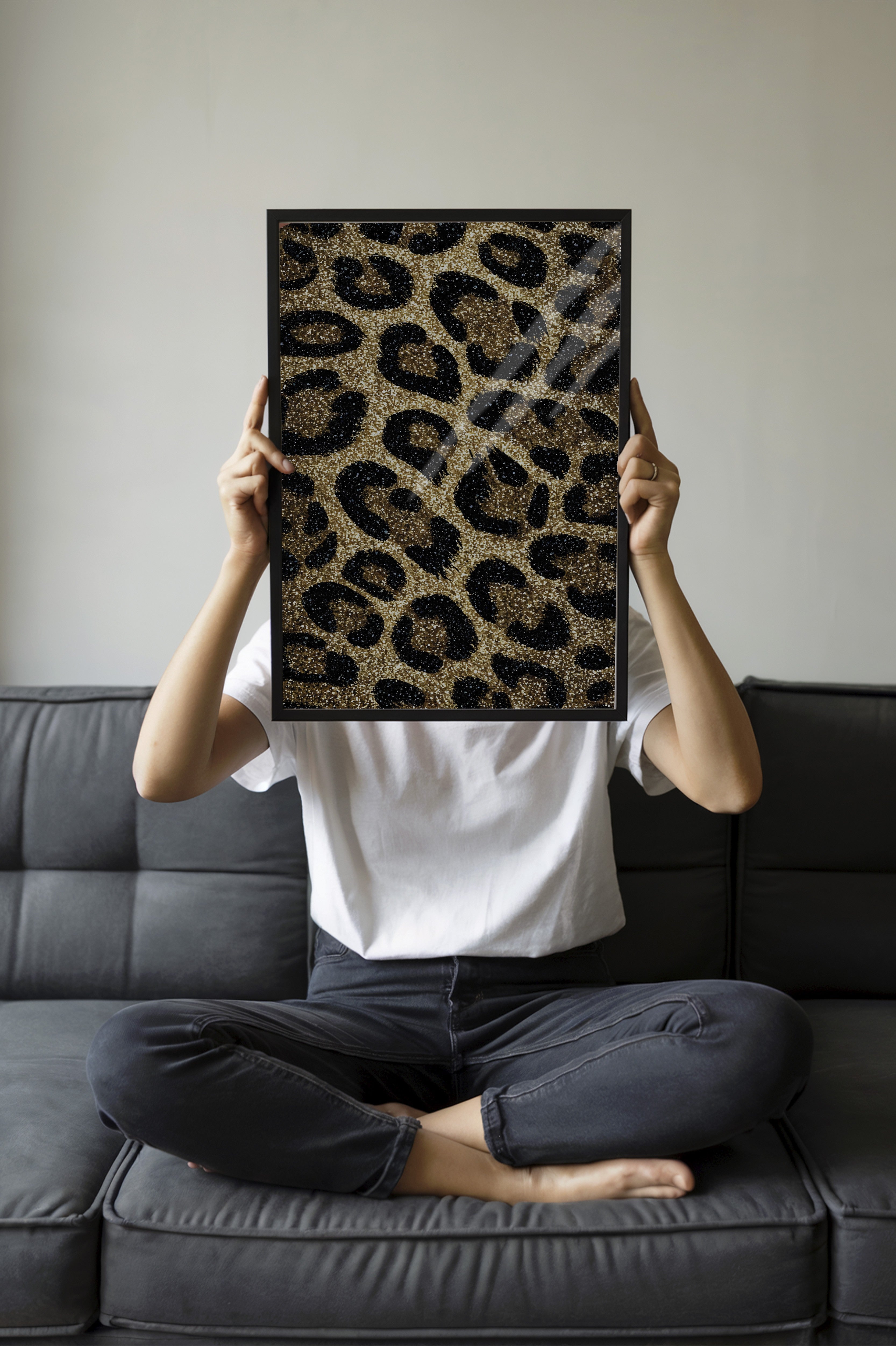 Duvar Tablosu, Siyah Çerçeveli Tablo ve Poster, Ritüel Serisi, Leopar Tablo, NO:115264