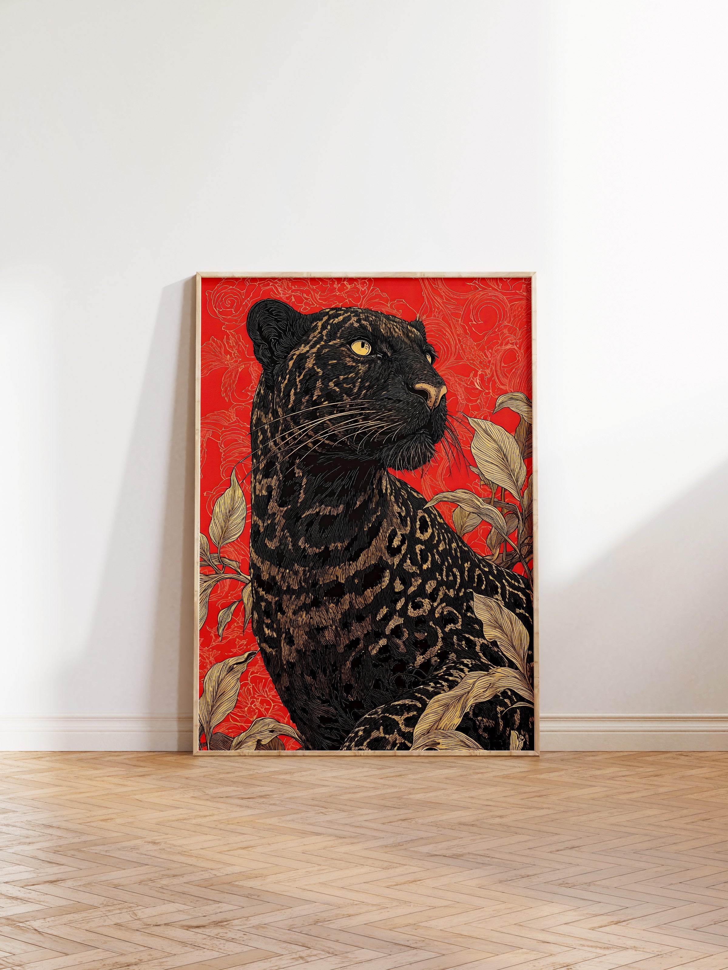 Duvar Tablosu, Ahşap Çerçeveli Tablo ve Poster, Ritüel Serisi, Leopar Tablo, NO:115265