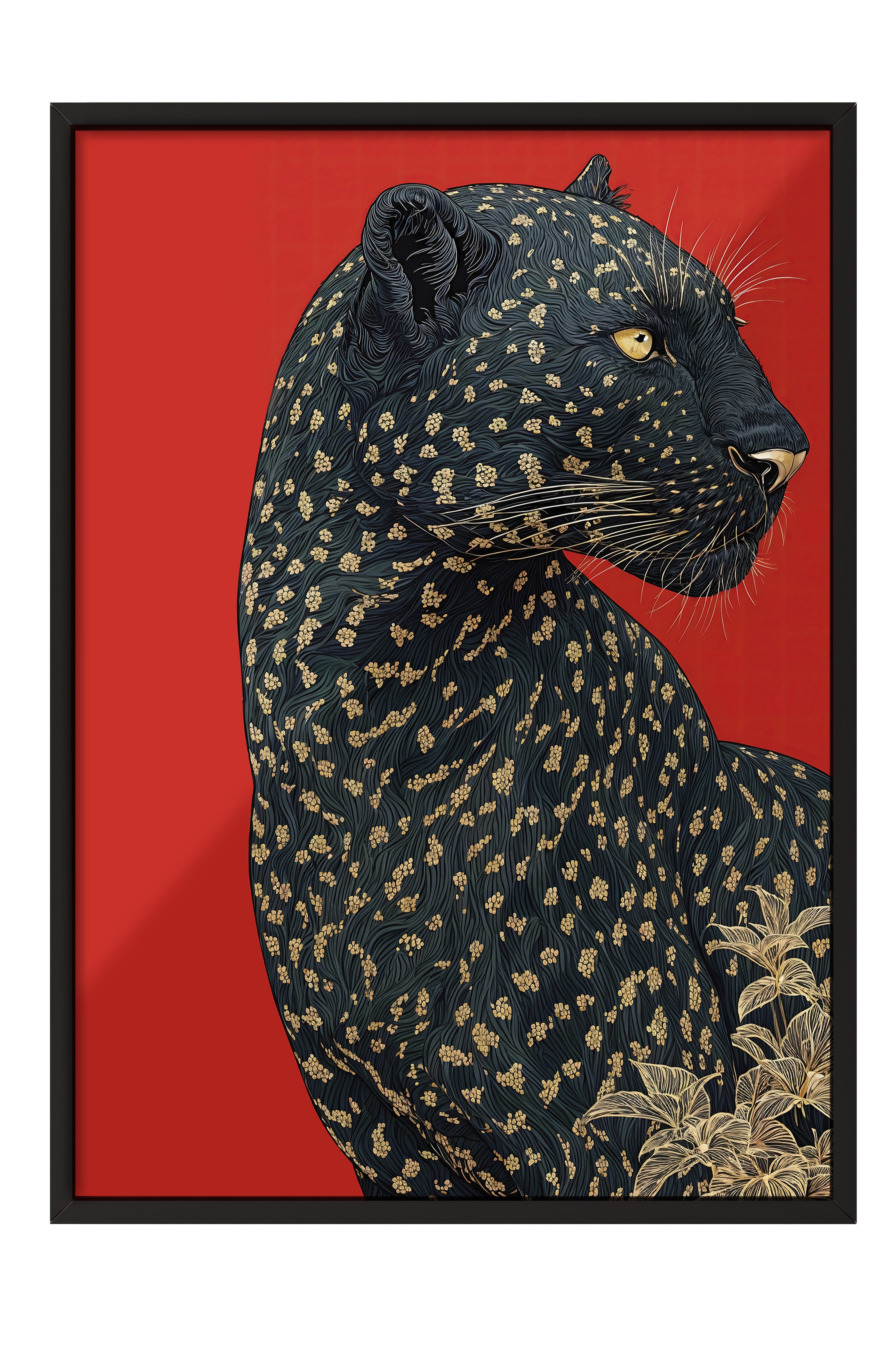 Duvar Tablosu, Siyah Çerçeveli Tablo ve Poster, Ritüel Serisi, Leopar Tablo, NO:115272