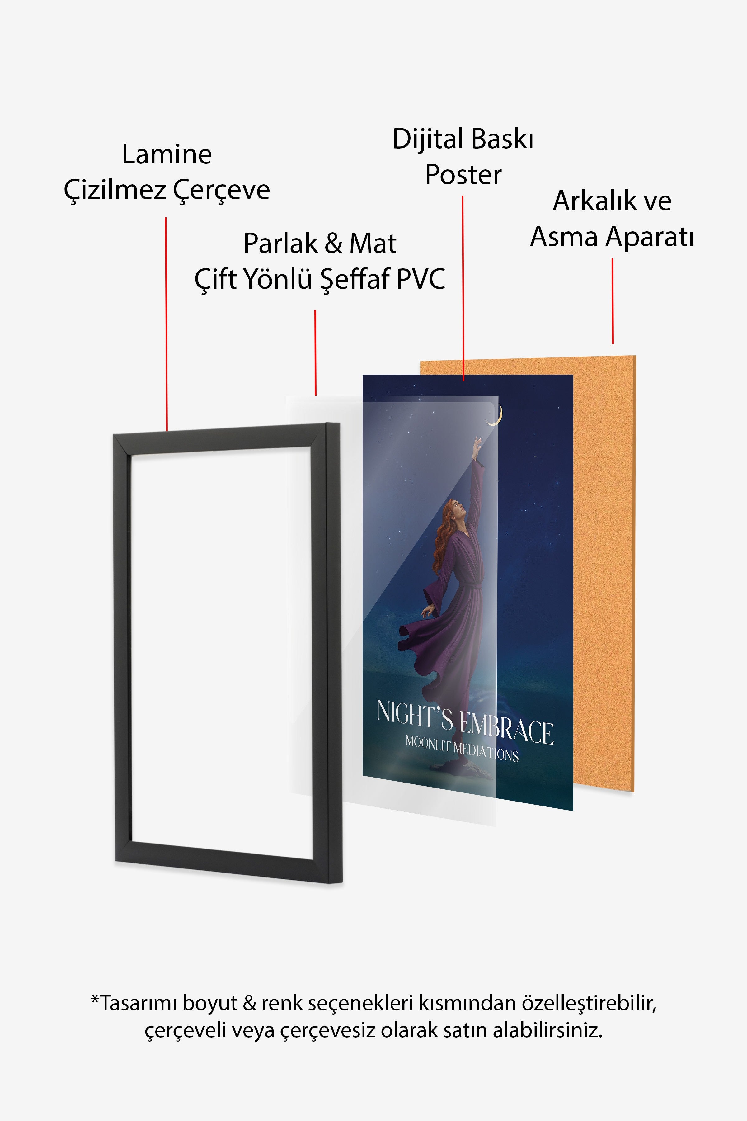 Duvar Tablosu, Siyah Çerçeveli Tablo ve Poster, Ritüel Serisi, Maximalist Tablo, NO:115201