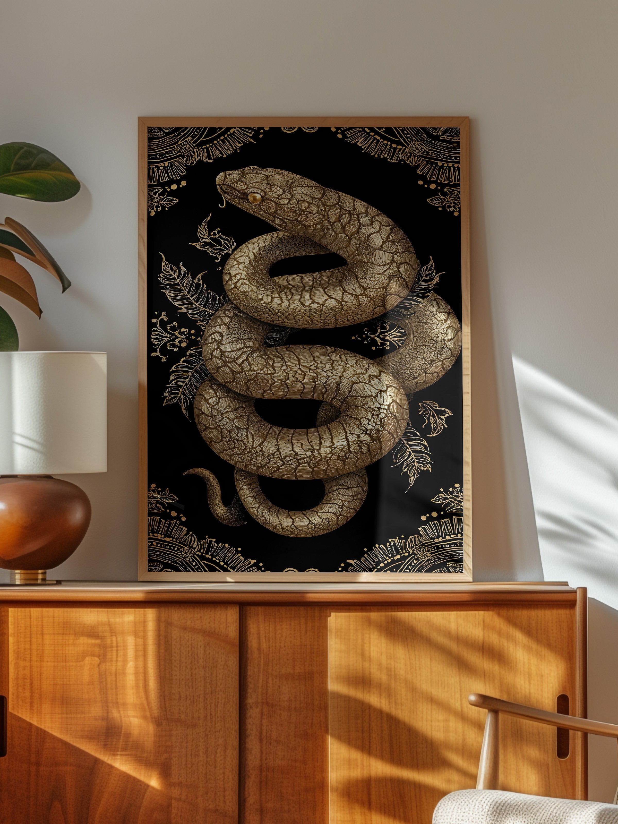 Duvar Tablosu, Ahşap Çerçeveli Tablo ve Poster, Ritüel Serisi, Yılan Tablo, NO:115271