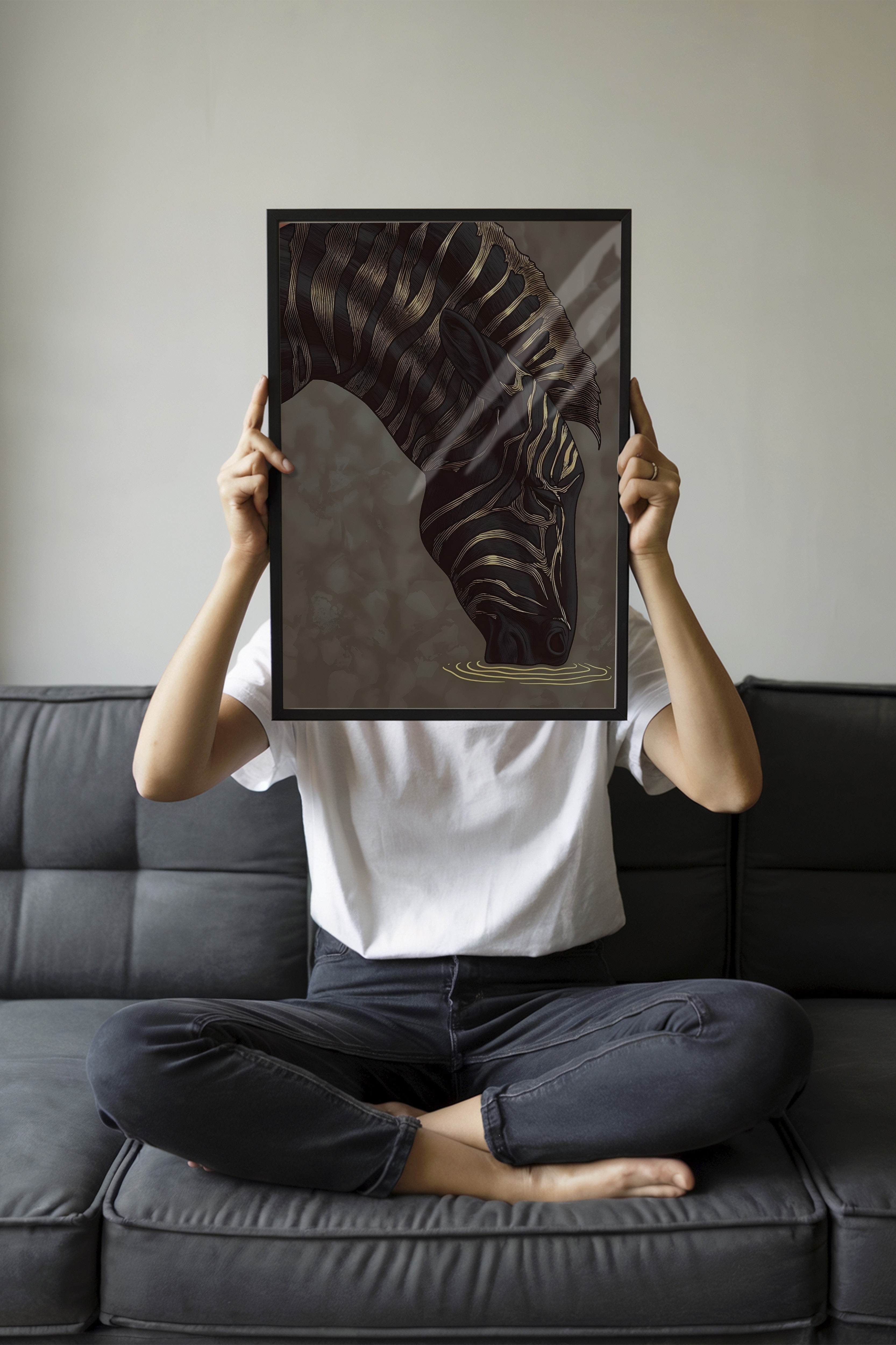 Duvar Tablosu, Siyah Çerçeveli Tablo ve Poster, Ritüel Serisi, Zürafa Tablo, NO:115257