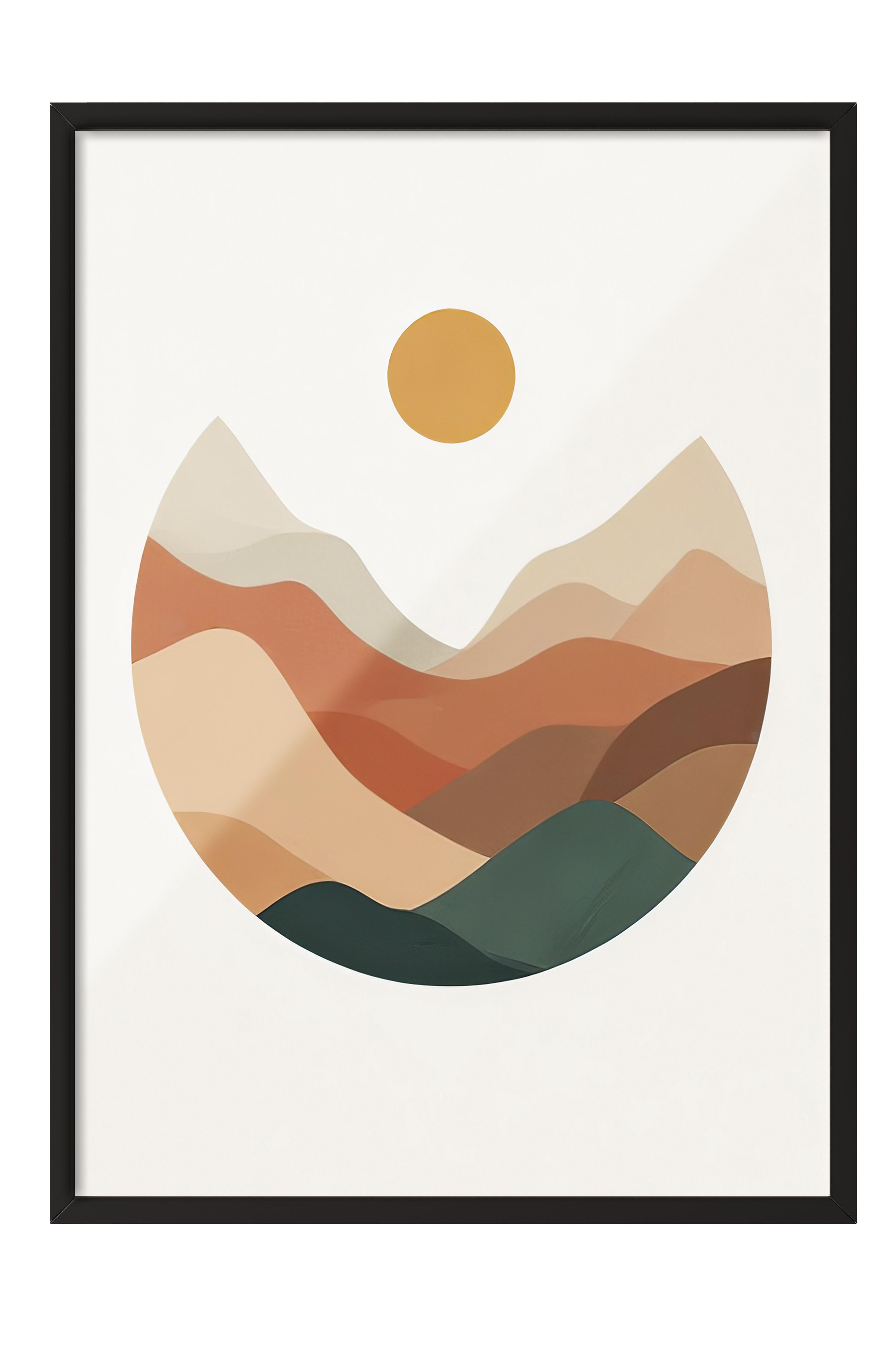 Earth Sphere Çerçeveli Tablo, Siyah Çerçeve ve Poster, Dikey Duvar Tablosu Comfort Serisi NO:108330