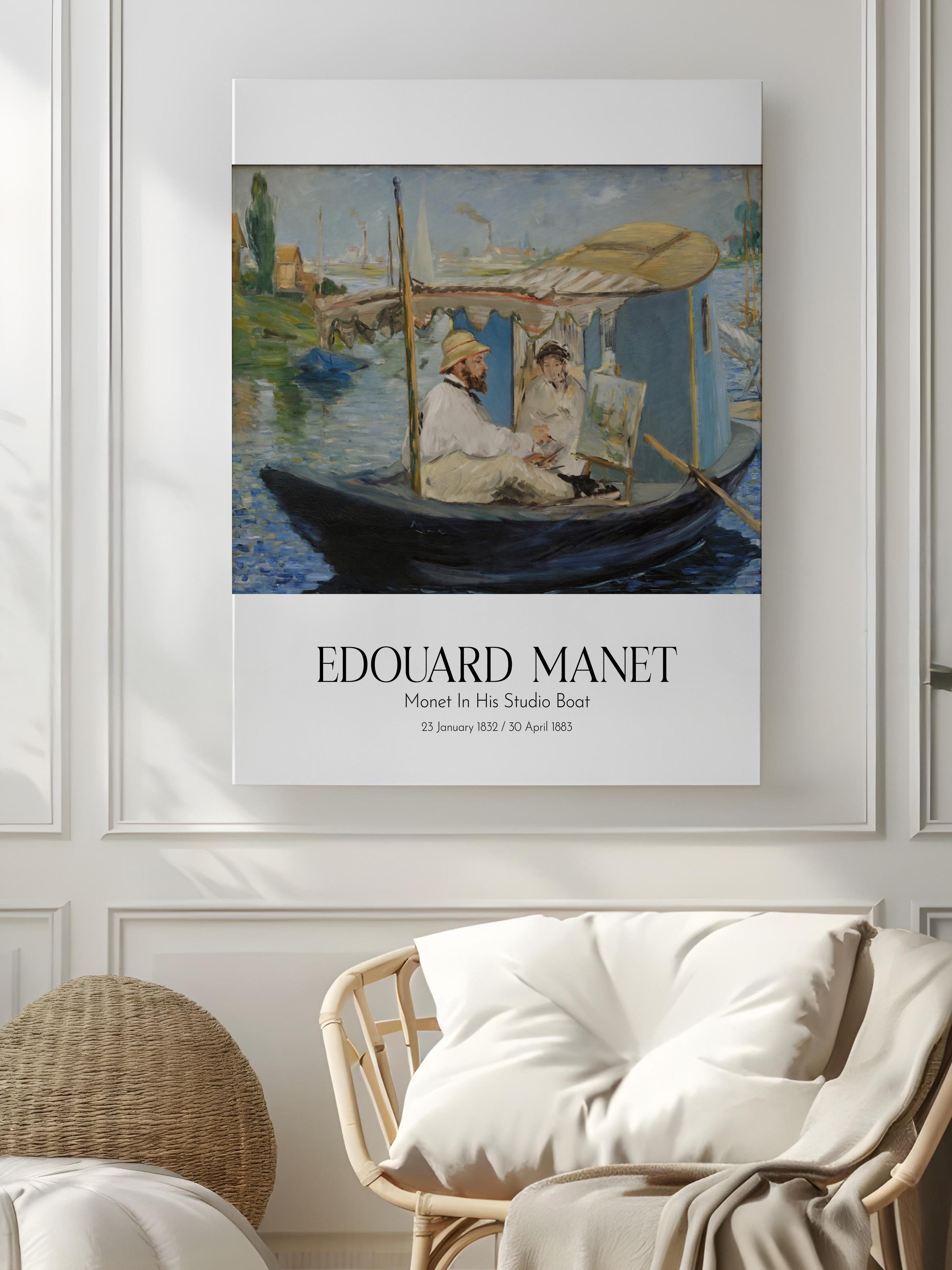 Edouard Manet - Monet In His Studio Boat, Kanvas Tablo, Sanat Serisi NO:111679