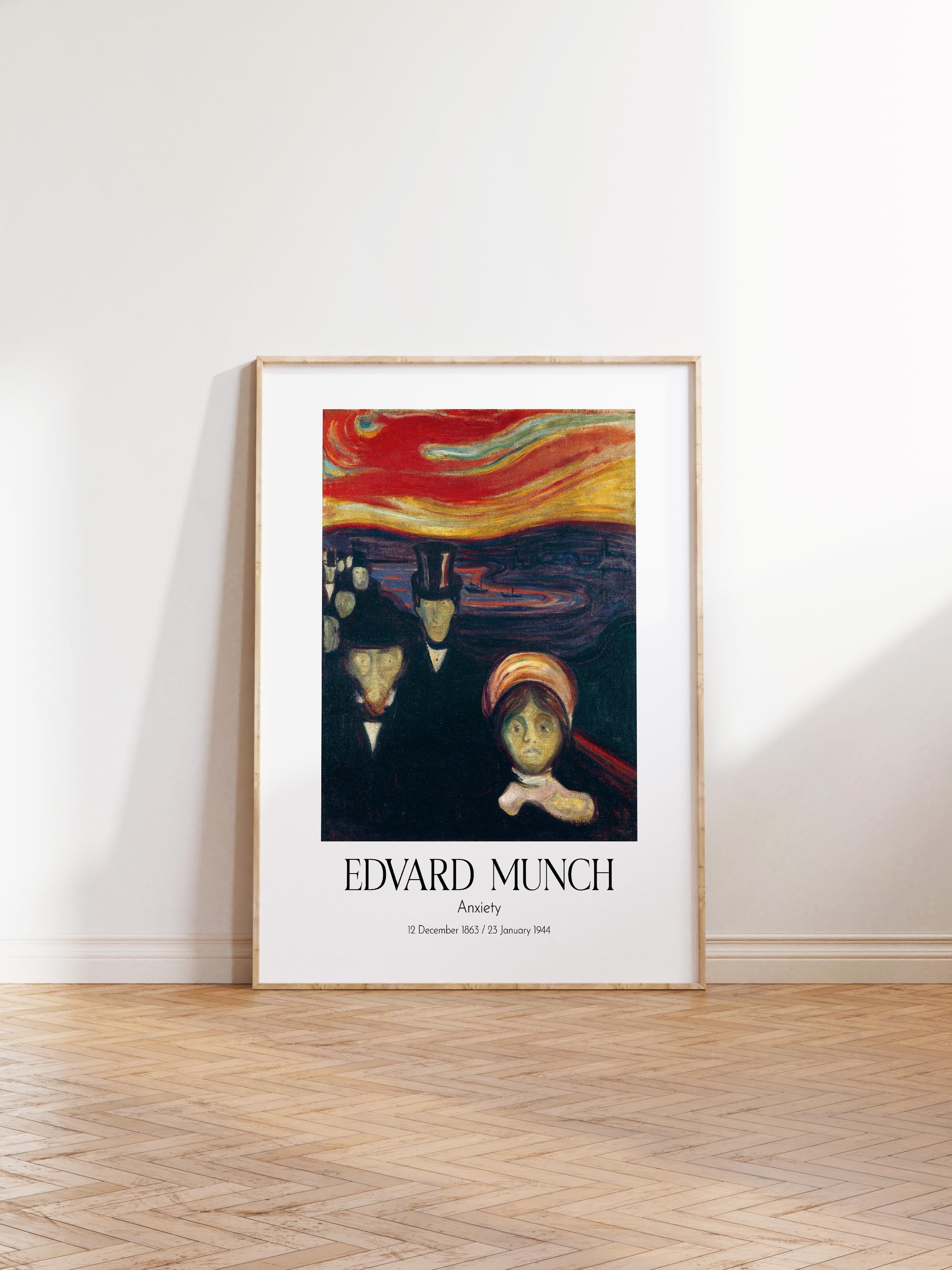 Edvard Munch - Anxiety, Ahşap Çerçeveli Tablo, Sanat Serisi NO:111705