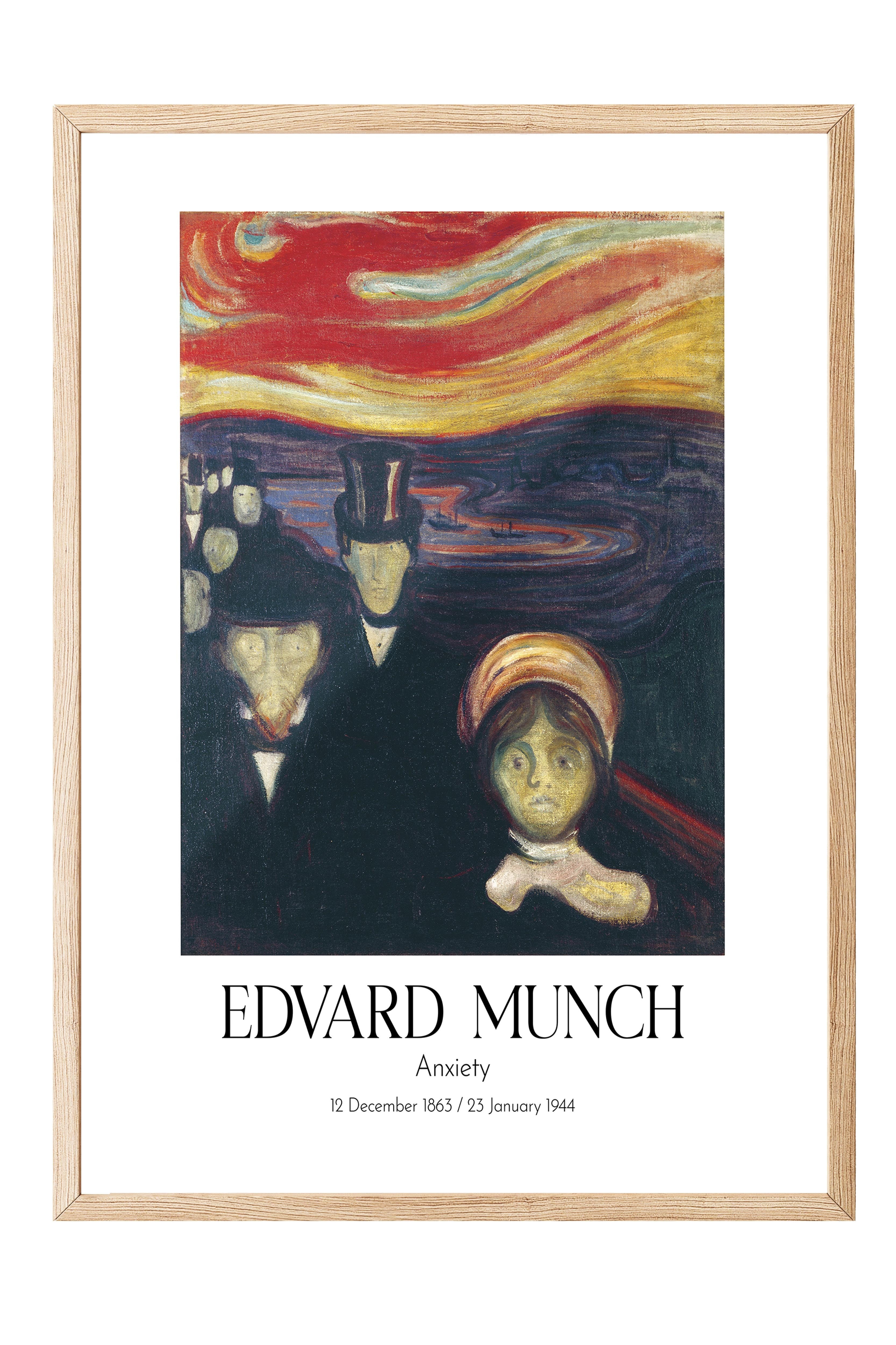 Edvard Munch - Anxiety, Ahşap Çerçeveli Tablo, Sanat Serisi NO:111705