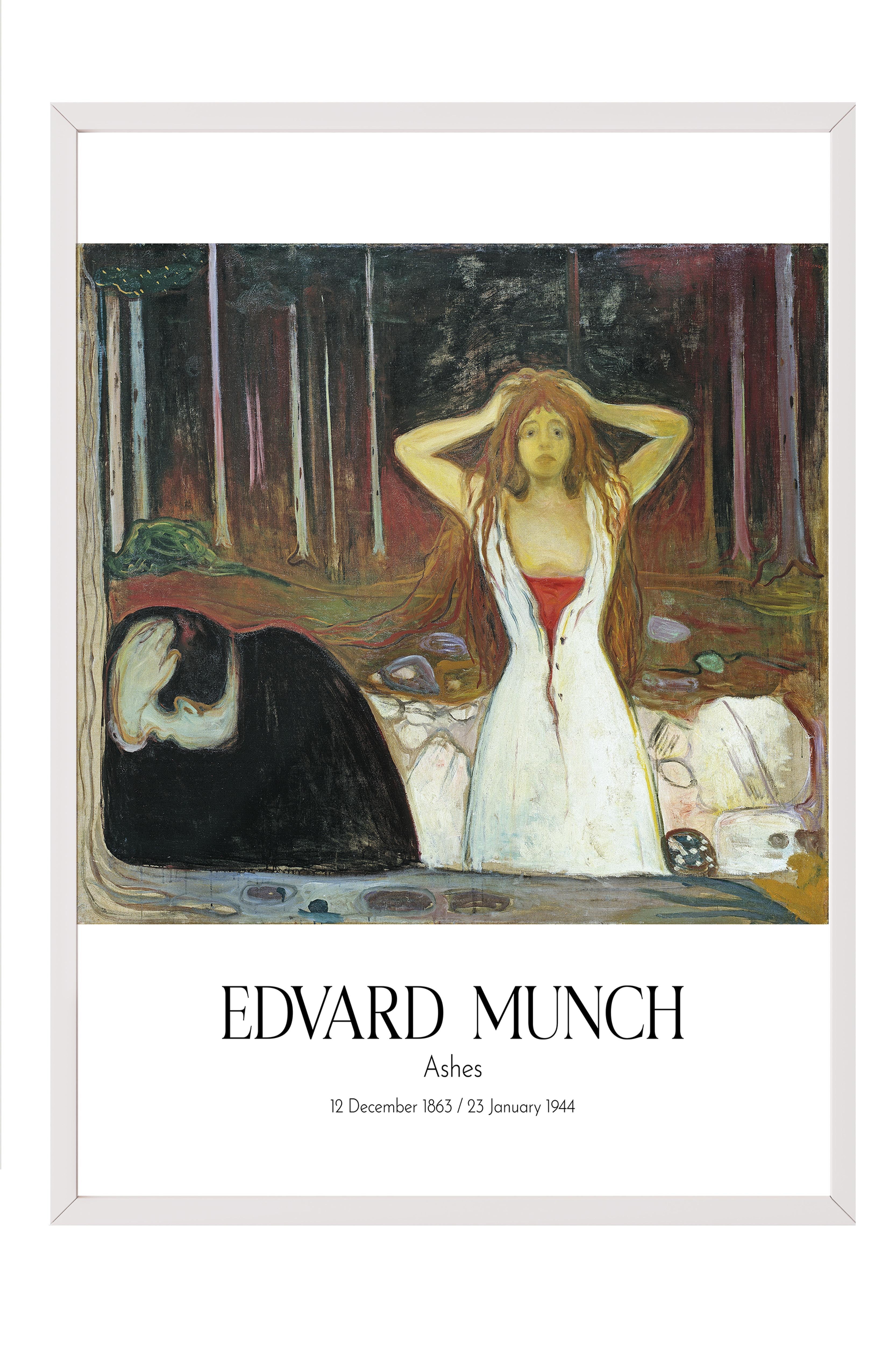 Edvard Munch - Ashes, Beyaz Çerçeveli Tablo, Sanat Serisi NO:111706
