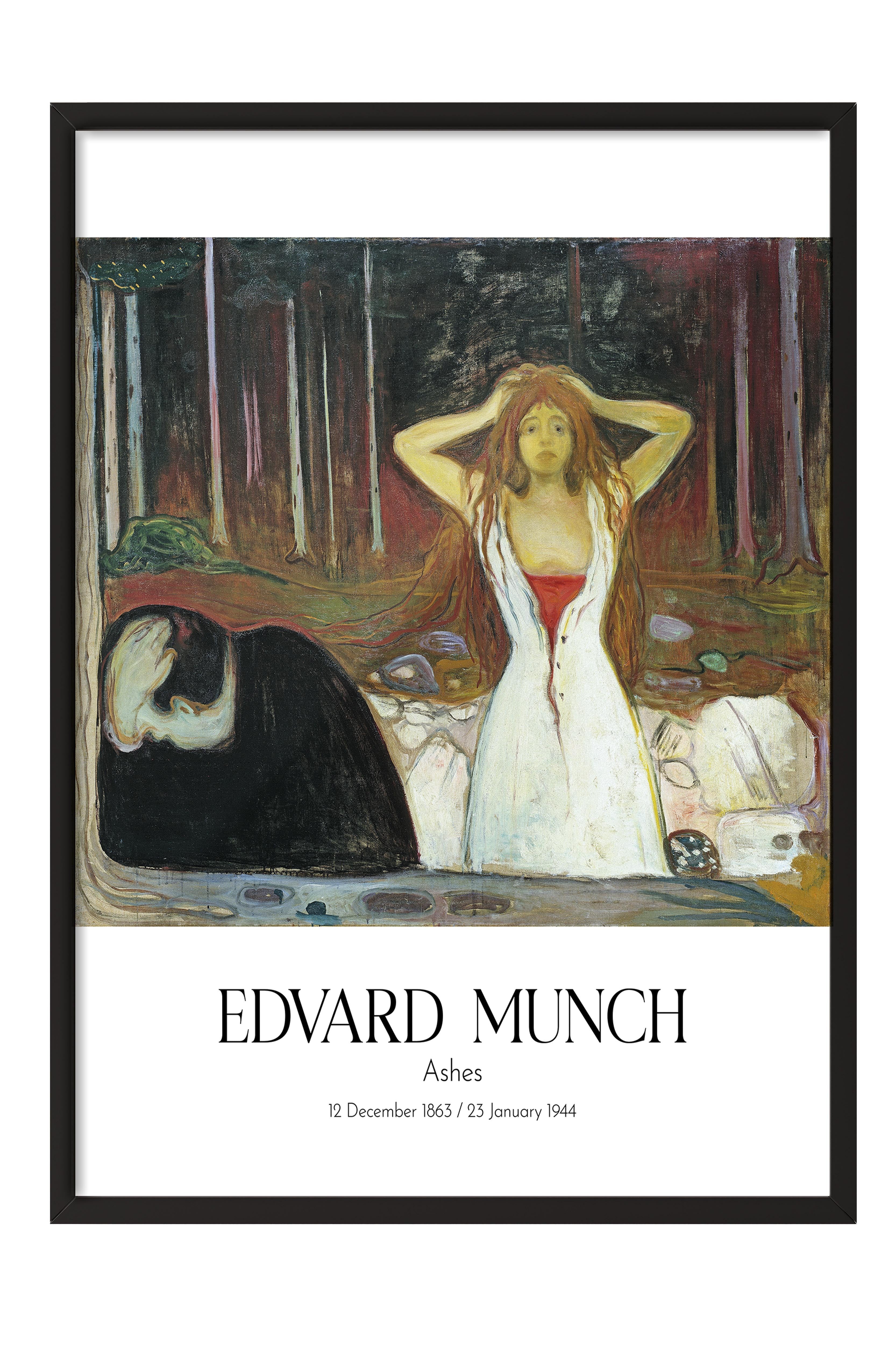 Edvard Munch - Ashes, Siyah Çerçeveli Tablo, Sanat Serisi NO:111706