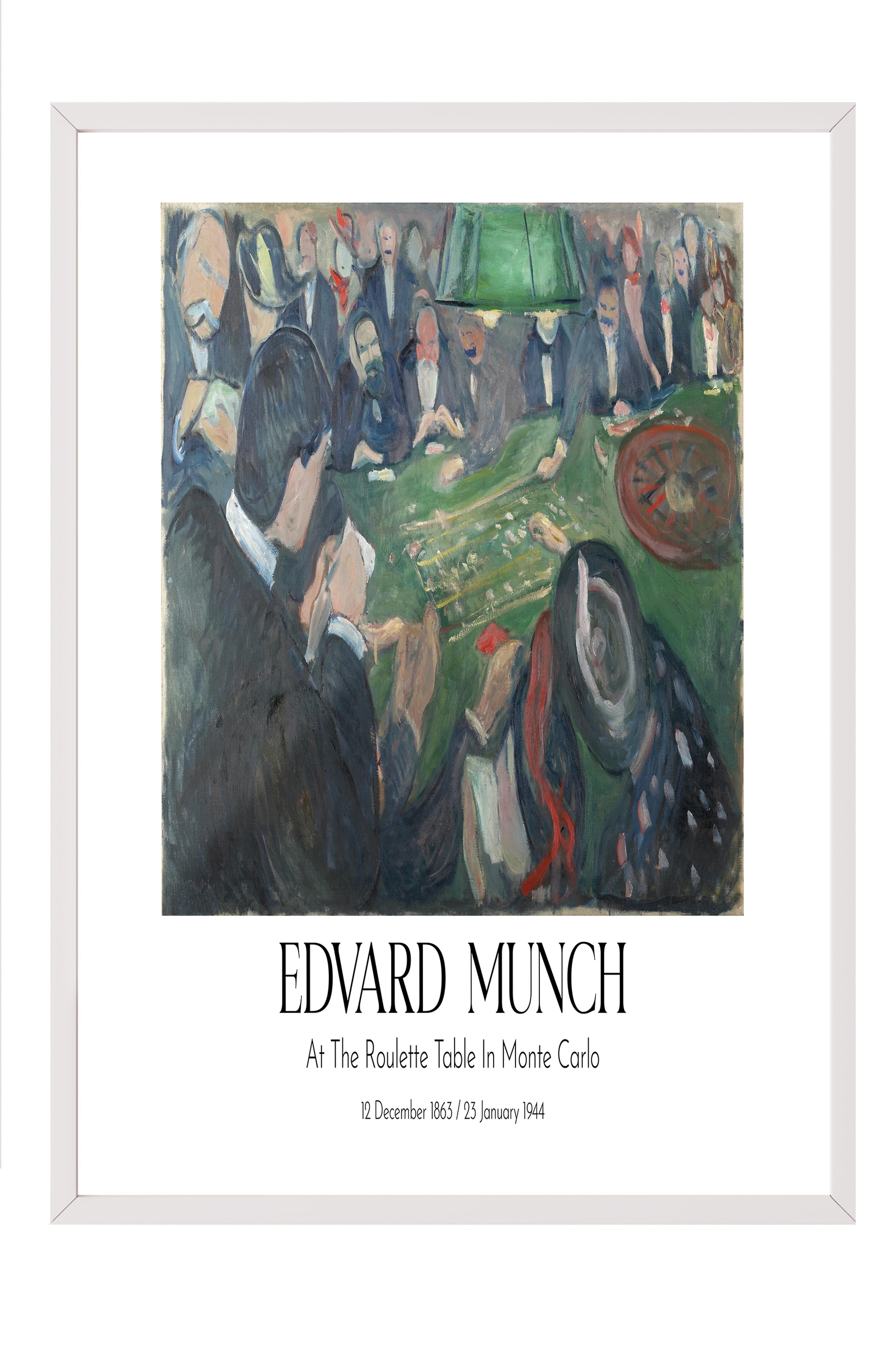 Edvard Munch - At The Roulette Table In Monte Carlo, Beyaz Çerçeveli Tablo, Sanat Serisi NO:111737