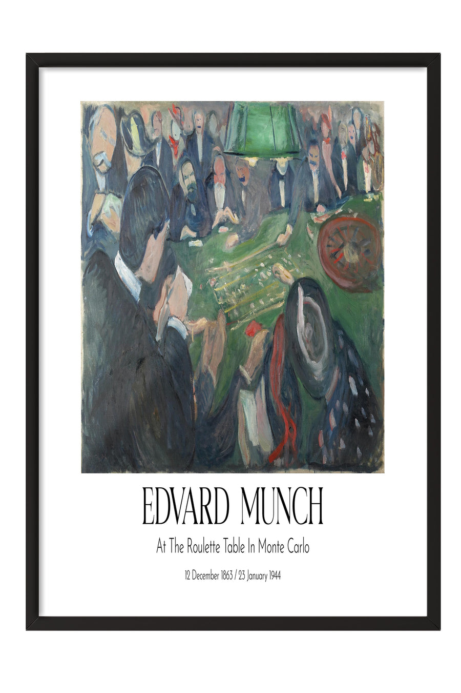 Edvard Munch - At The Roulette Table In Monte Carlo, Siyah Çerçeveli Tablo, Sanat Serisi NO:111737