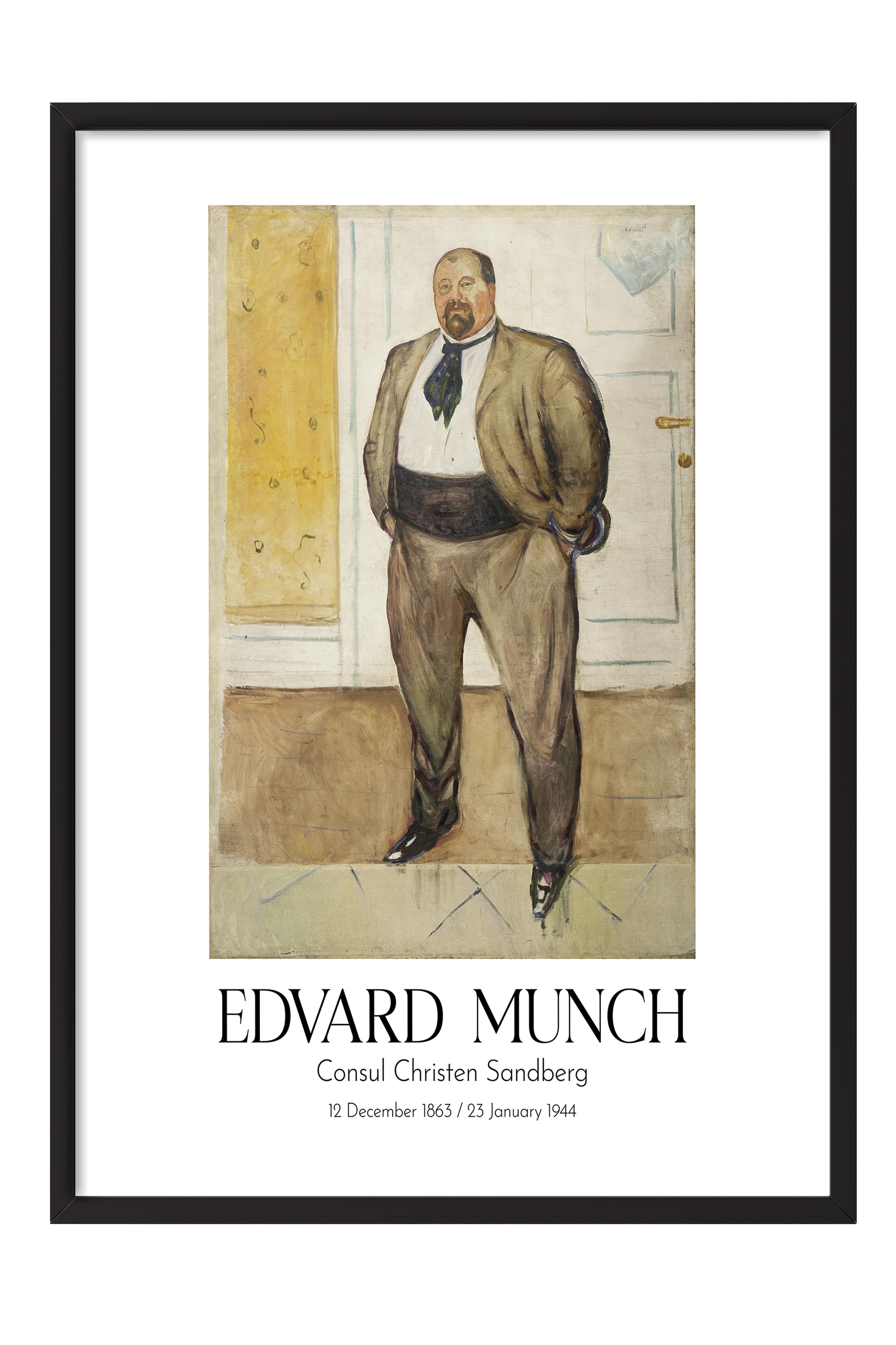 Edvard Munch - Consul Christen Sandberg, Siyah Çerçeveli Tablo, Sanat Serisi NO:111708