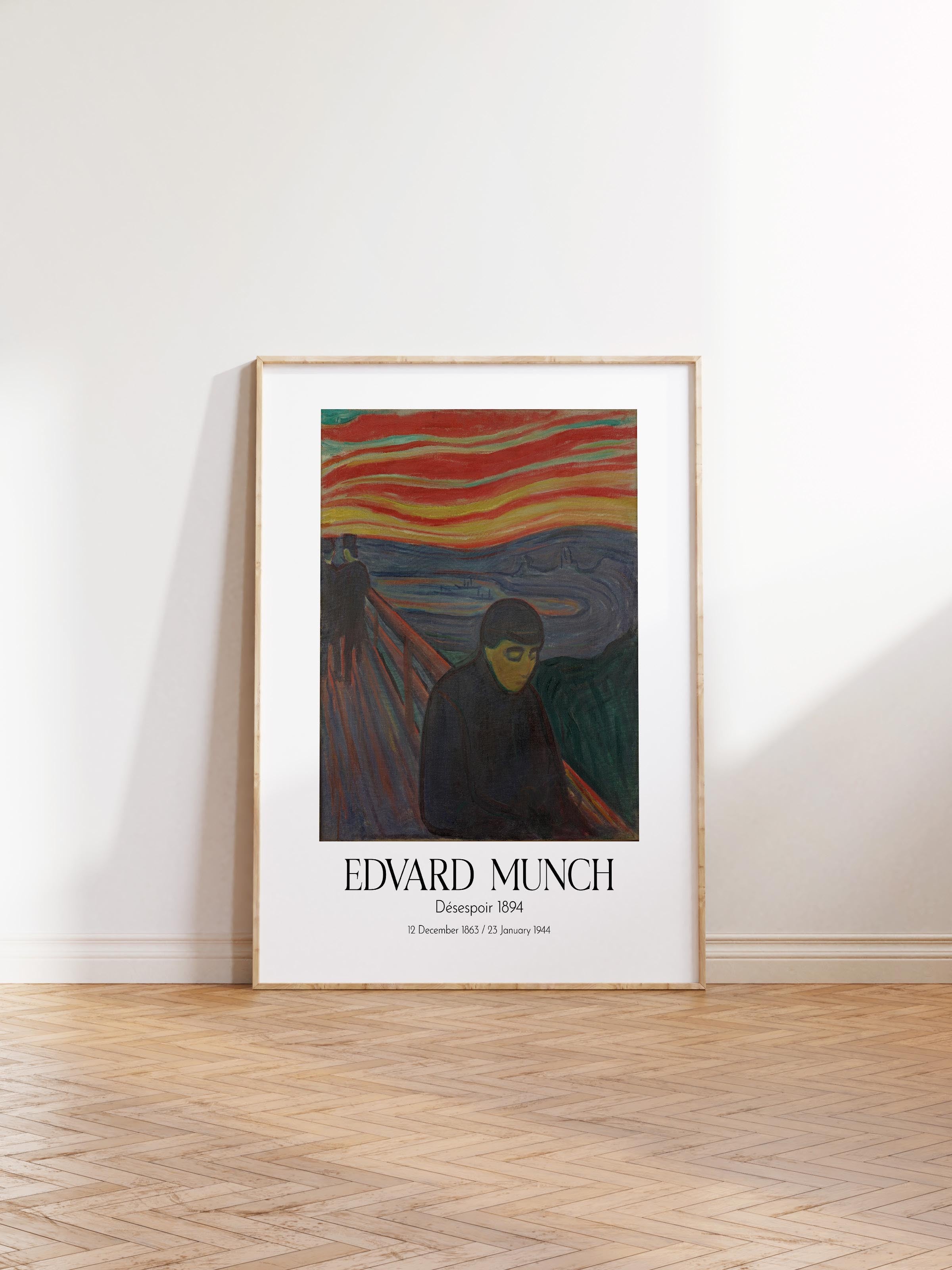 Edvard Munch - Désespoir 1894, Ahşap Çerçeveli Tablo, Sanat Serisi NO:111710