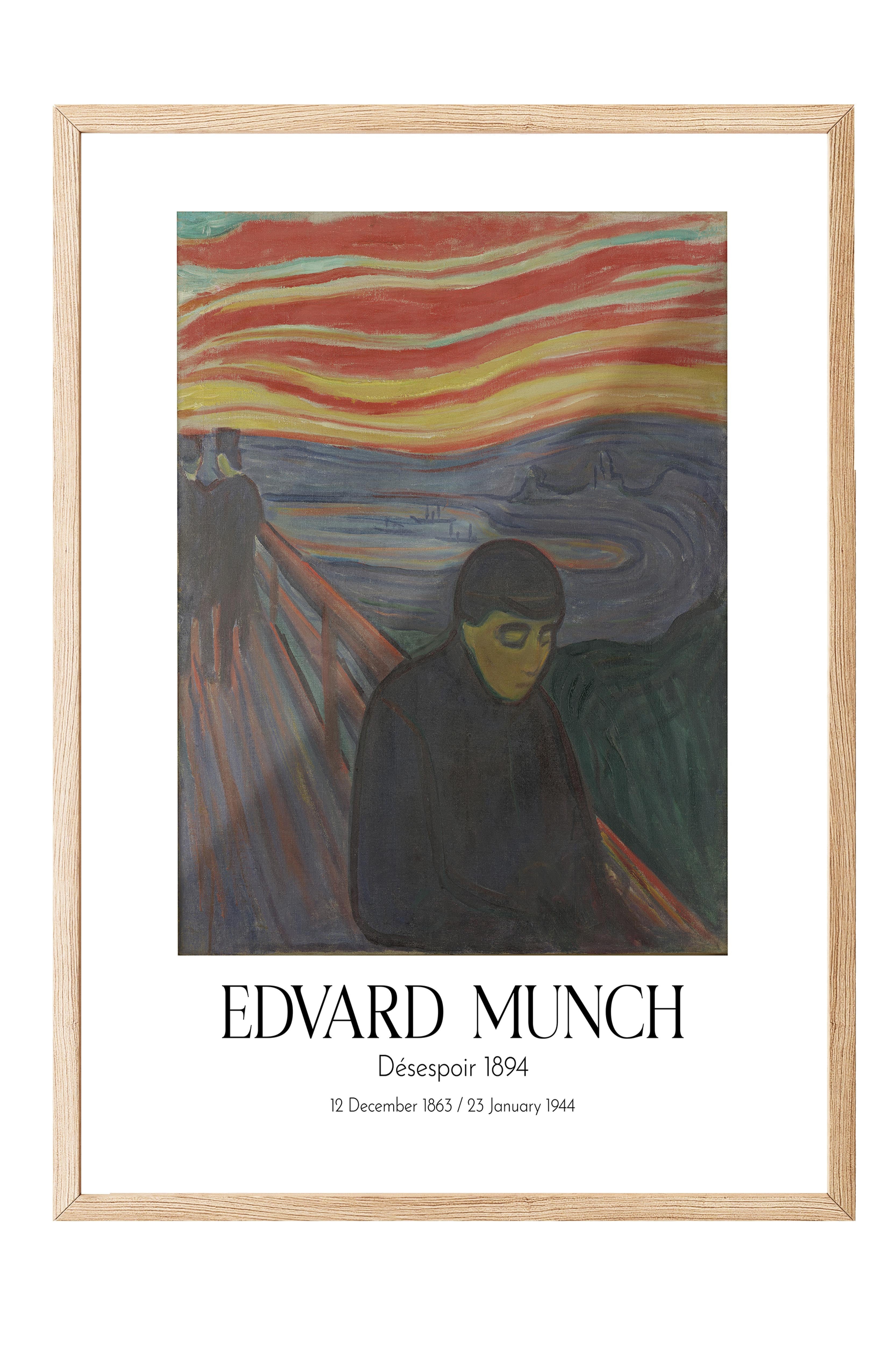 Edvard Munch - Désespoir 1894, Ahşap Çerçeveli Tablo, Sanat Serisi NO:111710