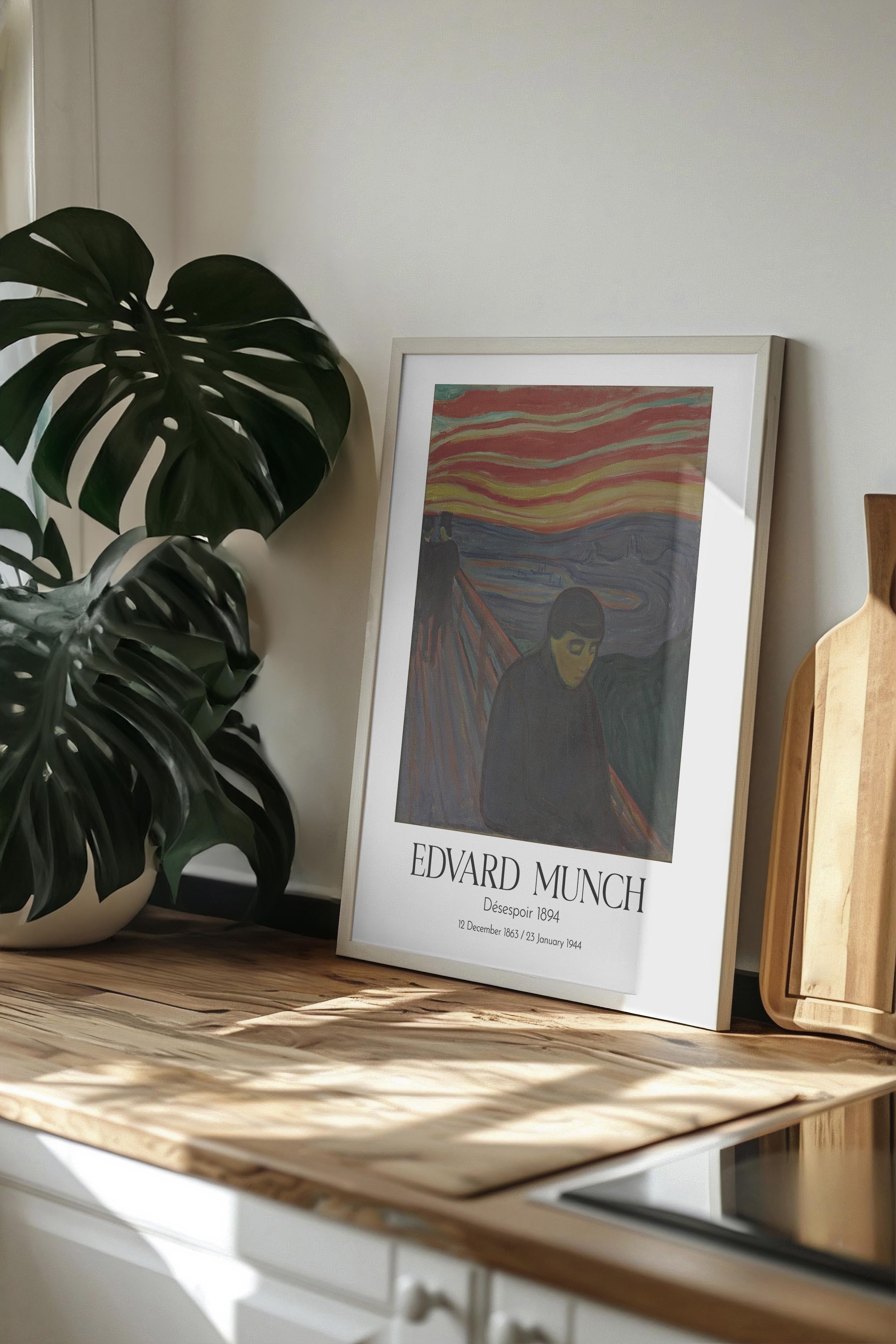 Edvard Munch - Désespoir 1894, Beyaz Çerçeveli Tablo, Sanat Serisi NO:111710
