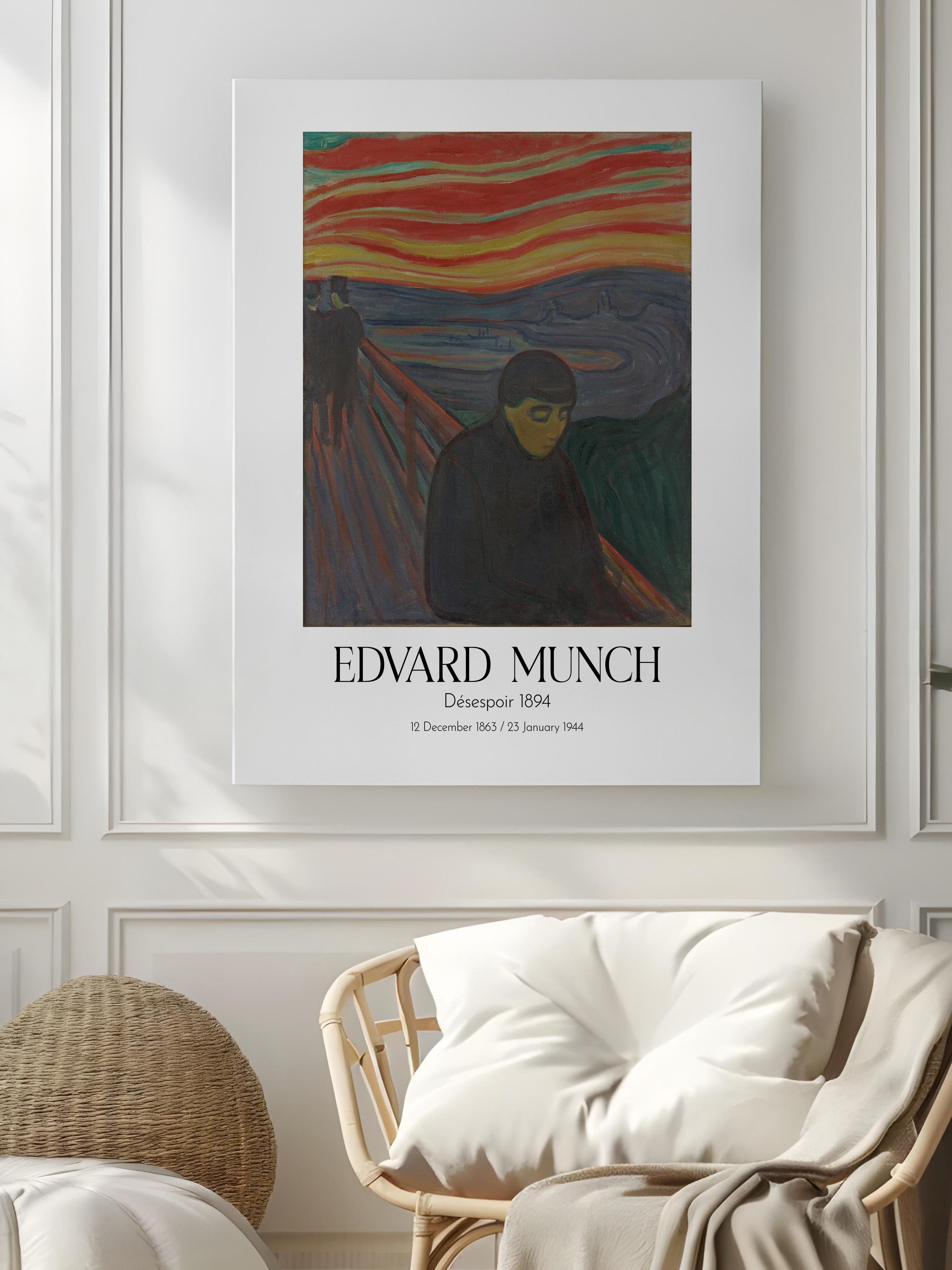 Edvard Munch - Désespoir 1894, Kanvas Tablo, Sanat Serisi NO:111710