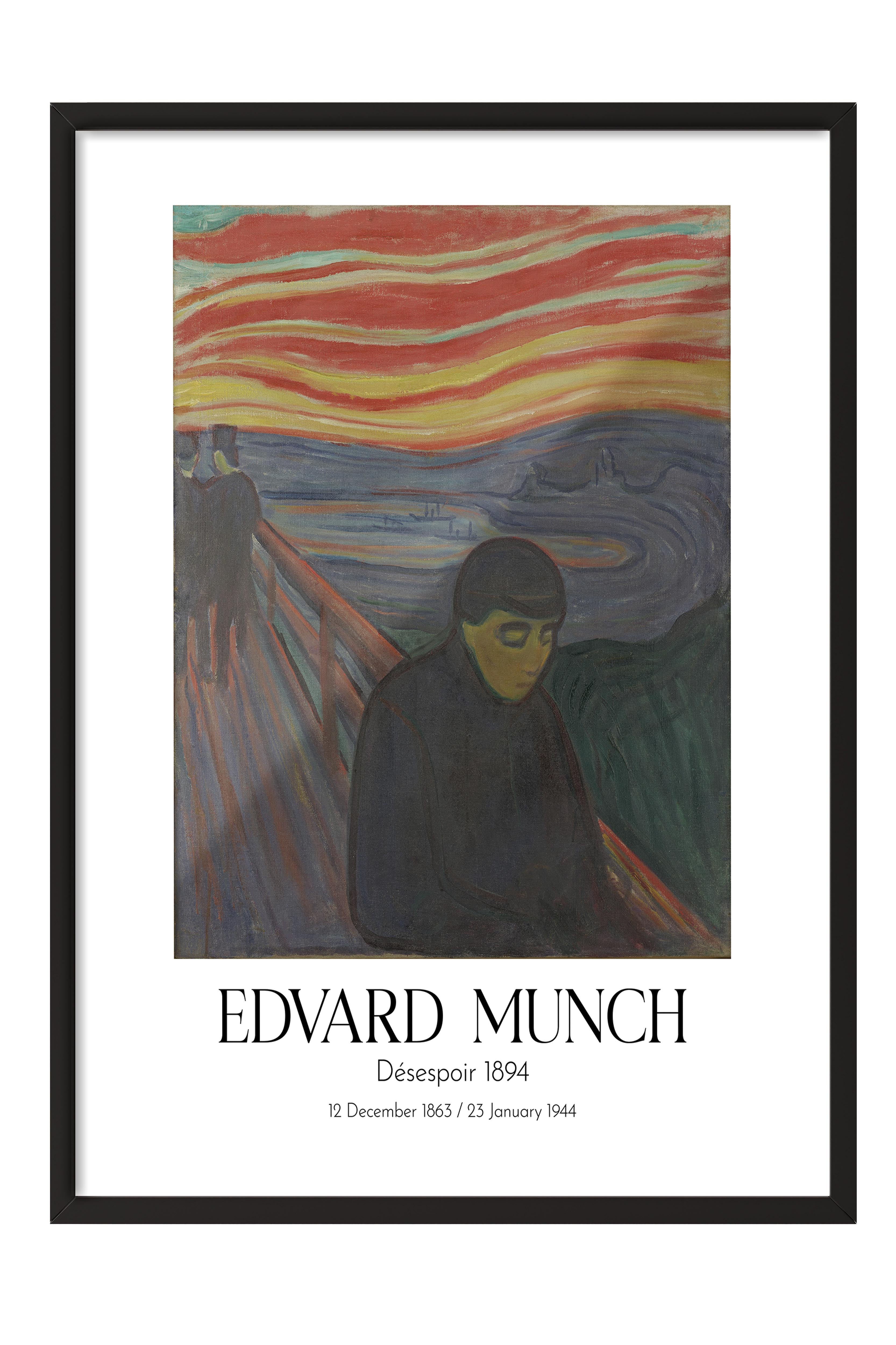 Edvard Munch - Désespoir 1894, Siyah Çerçeveli Tablo, Sanat Serisi NO:111710