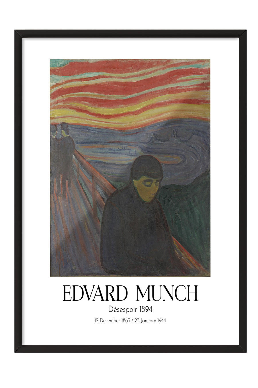 Edvard Munch - Désespoir 1894, Siyah Çerçeveli Tablo, Sanat Serisi NO:111710