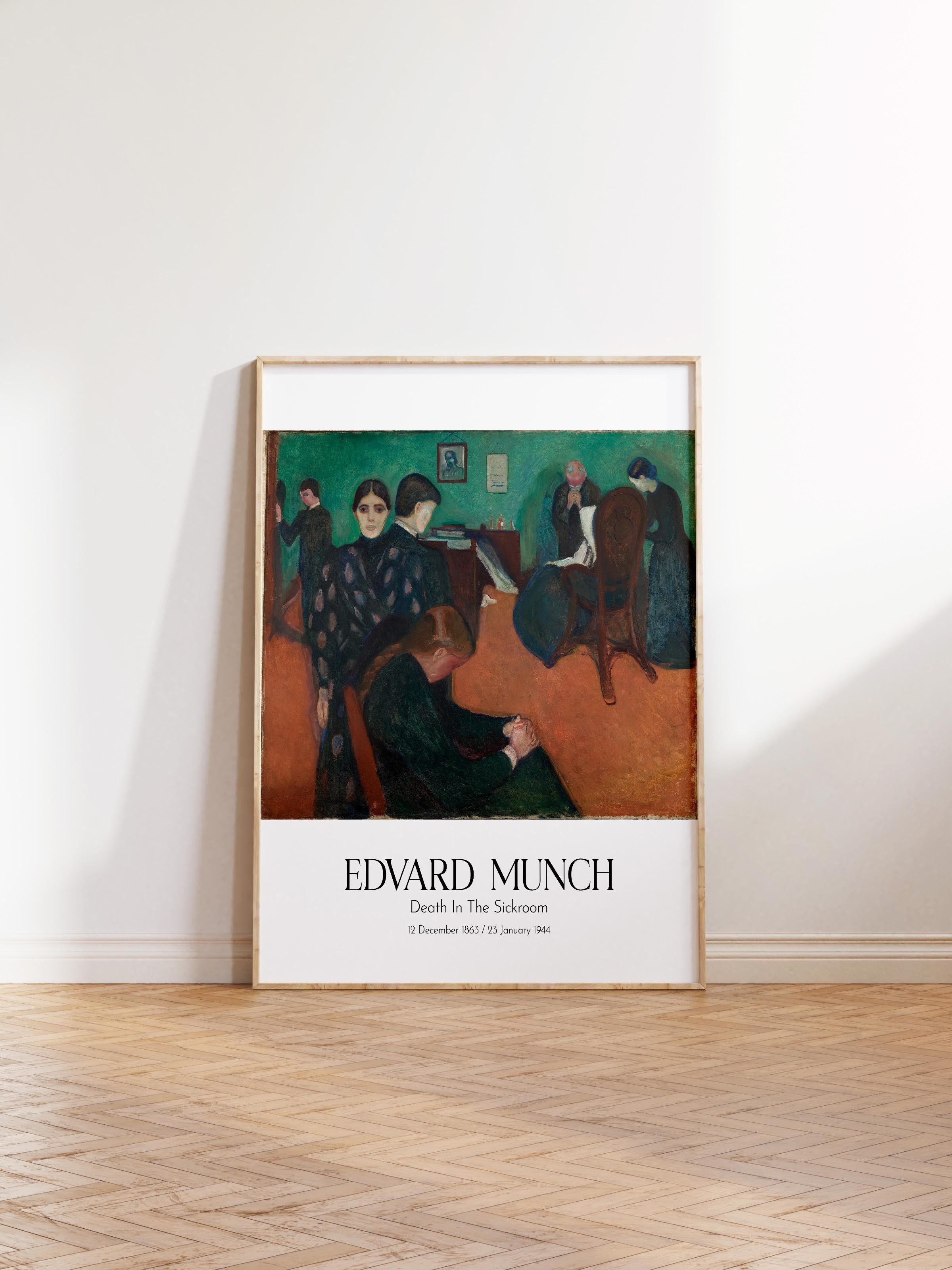 Edvard Munch - Death In The Sickroom, Ahşap Çerçeveli Tablo, Sanat Serisi NO:111709