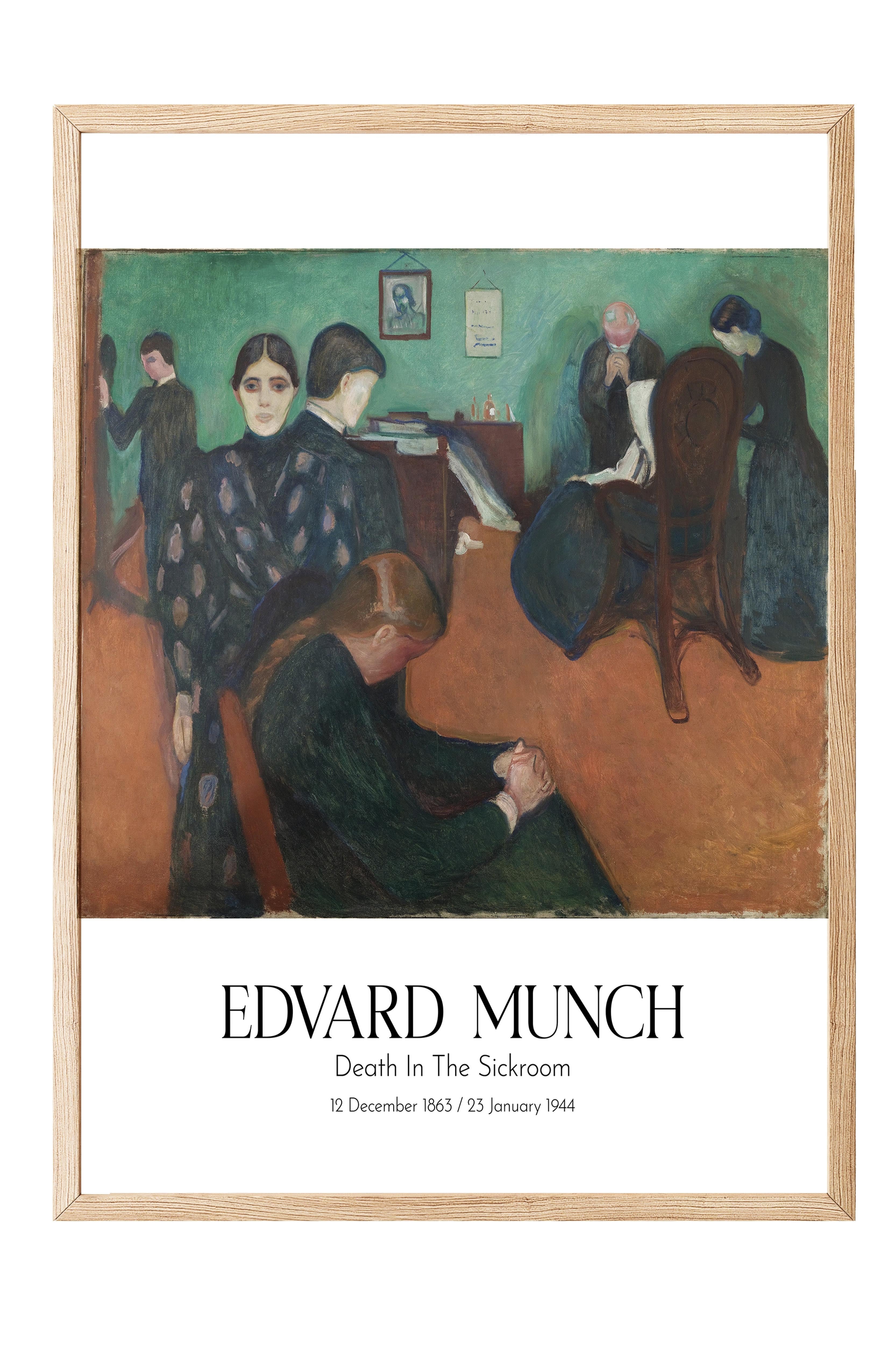 Edvard Munch - Death In The Sickroom, Ahşap Çerçeveli Tablo, Sanat Serisi NO:111709