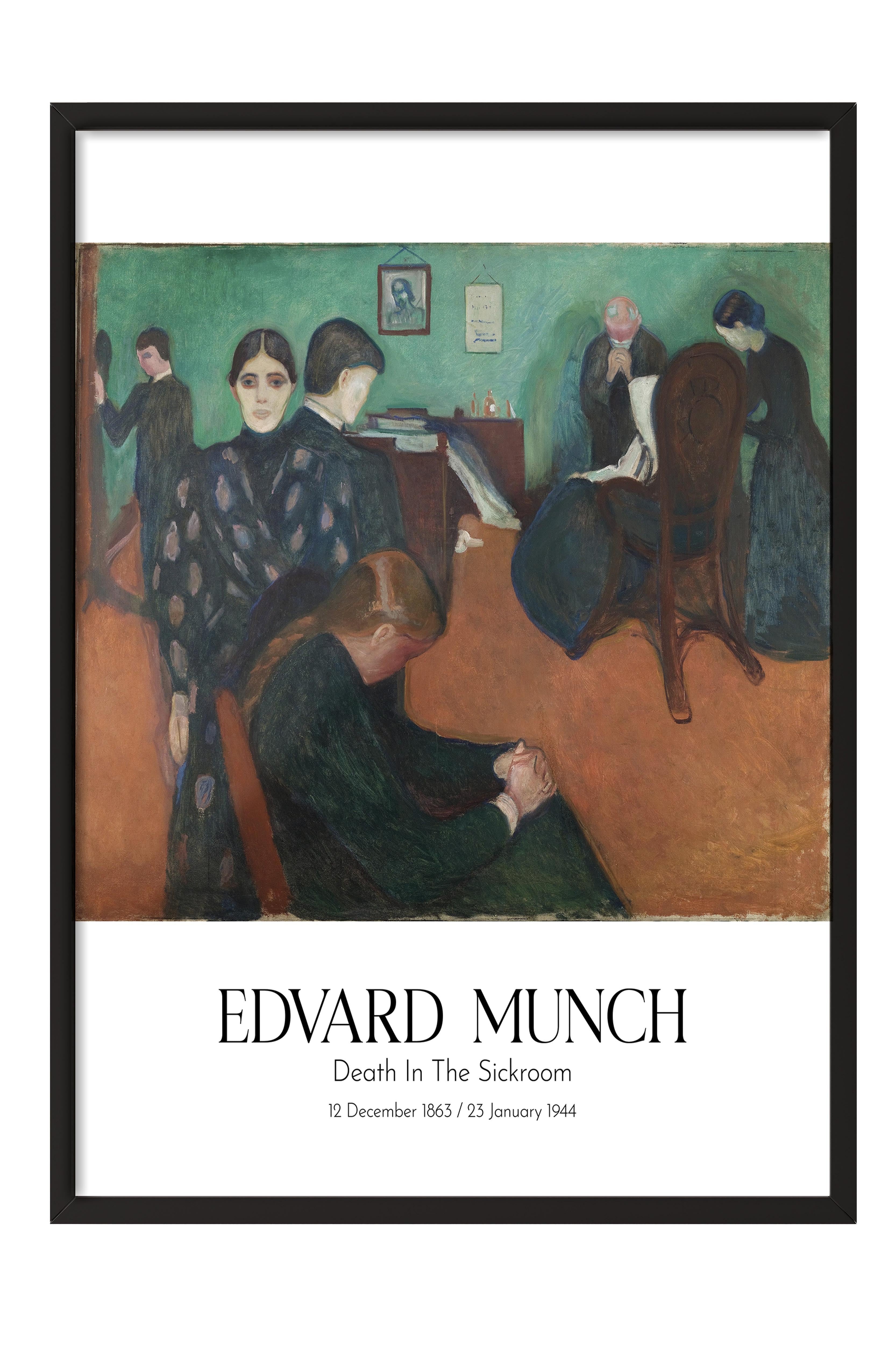 Edvard Munch - Death In The Sickroom, Siyah Çerçeveli Tablo, Sanat Serisi NO:111709