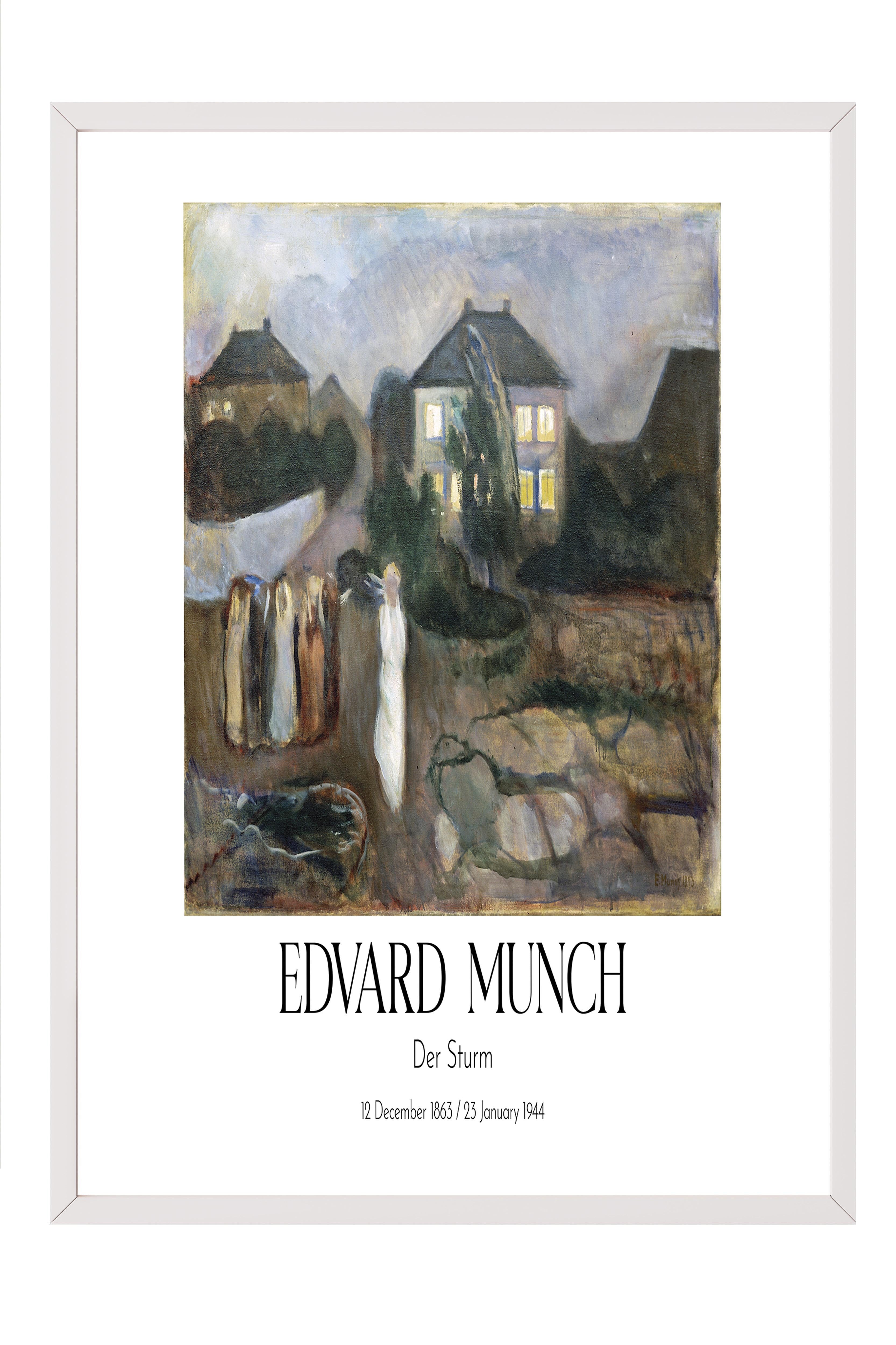 Edvard Munch - Der Sturm, Beyaz Çerçeveli Tablo, Sanat Serisi NO:111739