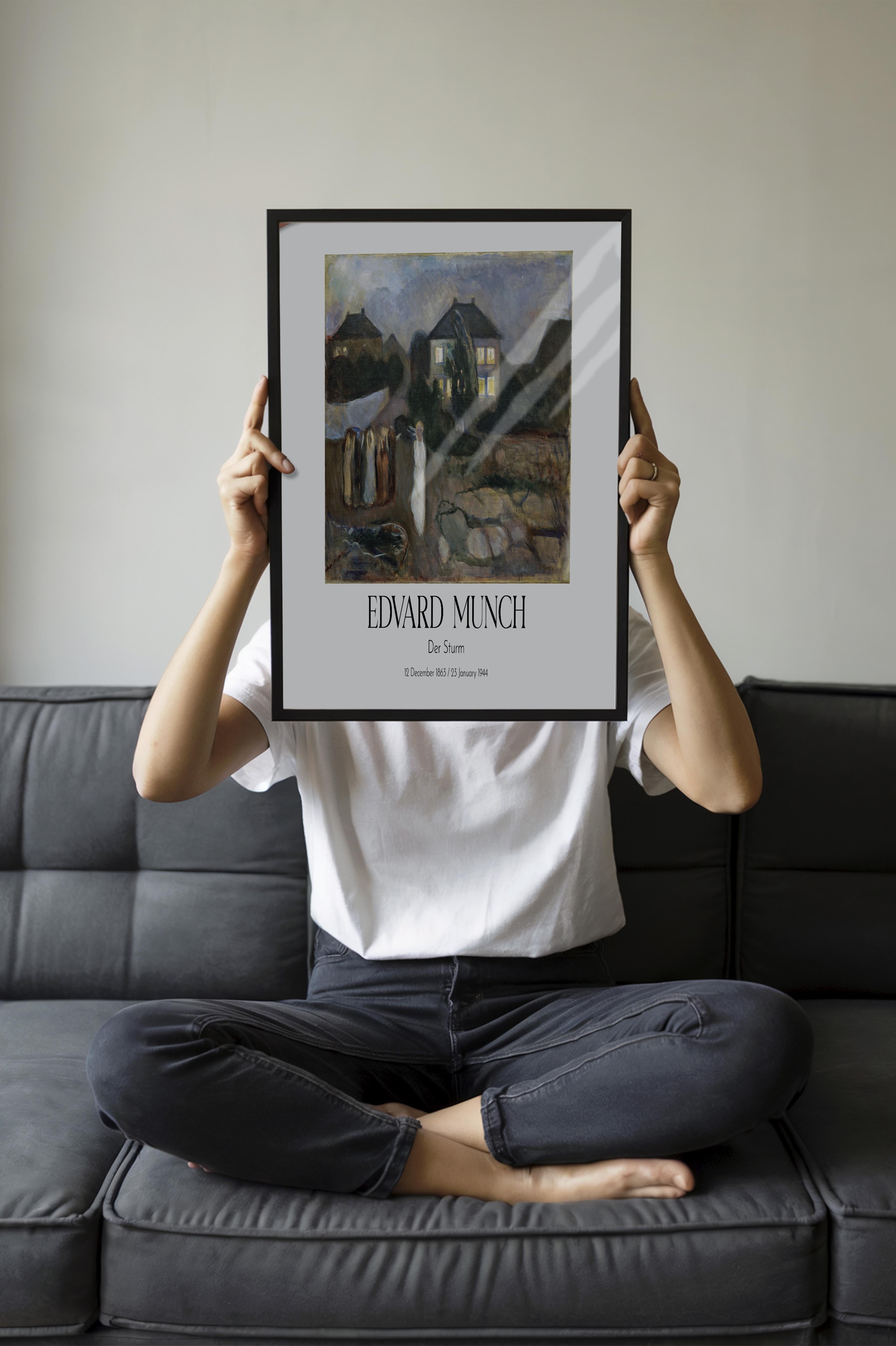 Edvard Munch - Der Sturm, Siyah Çerçeveli Tablo, Sanat Serisi NO:111739