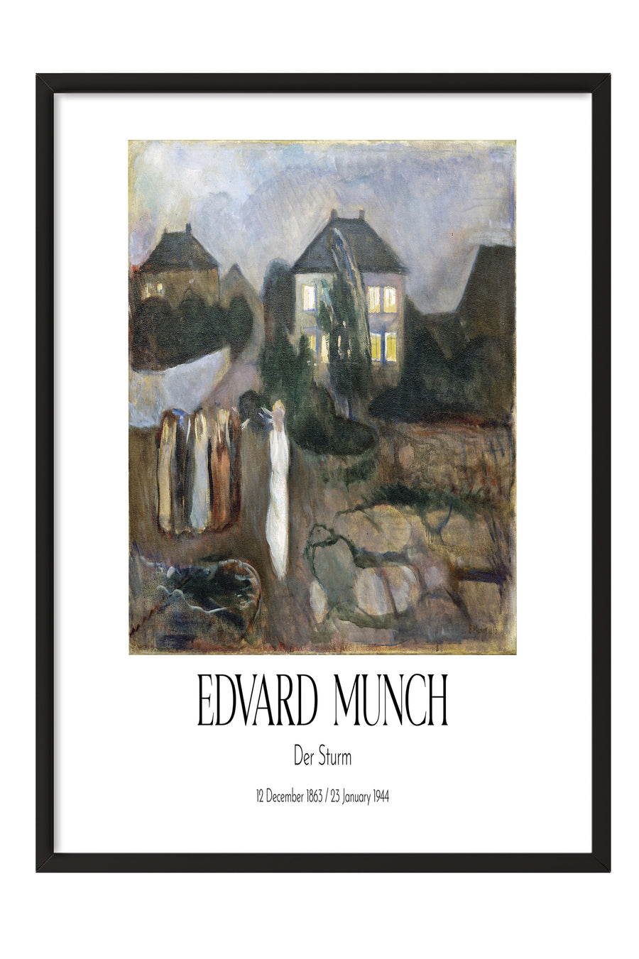 Edvard Munch - Der Sturm, Siyah Çerçeveli Tablo, Sanat Serisi NO:111739