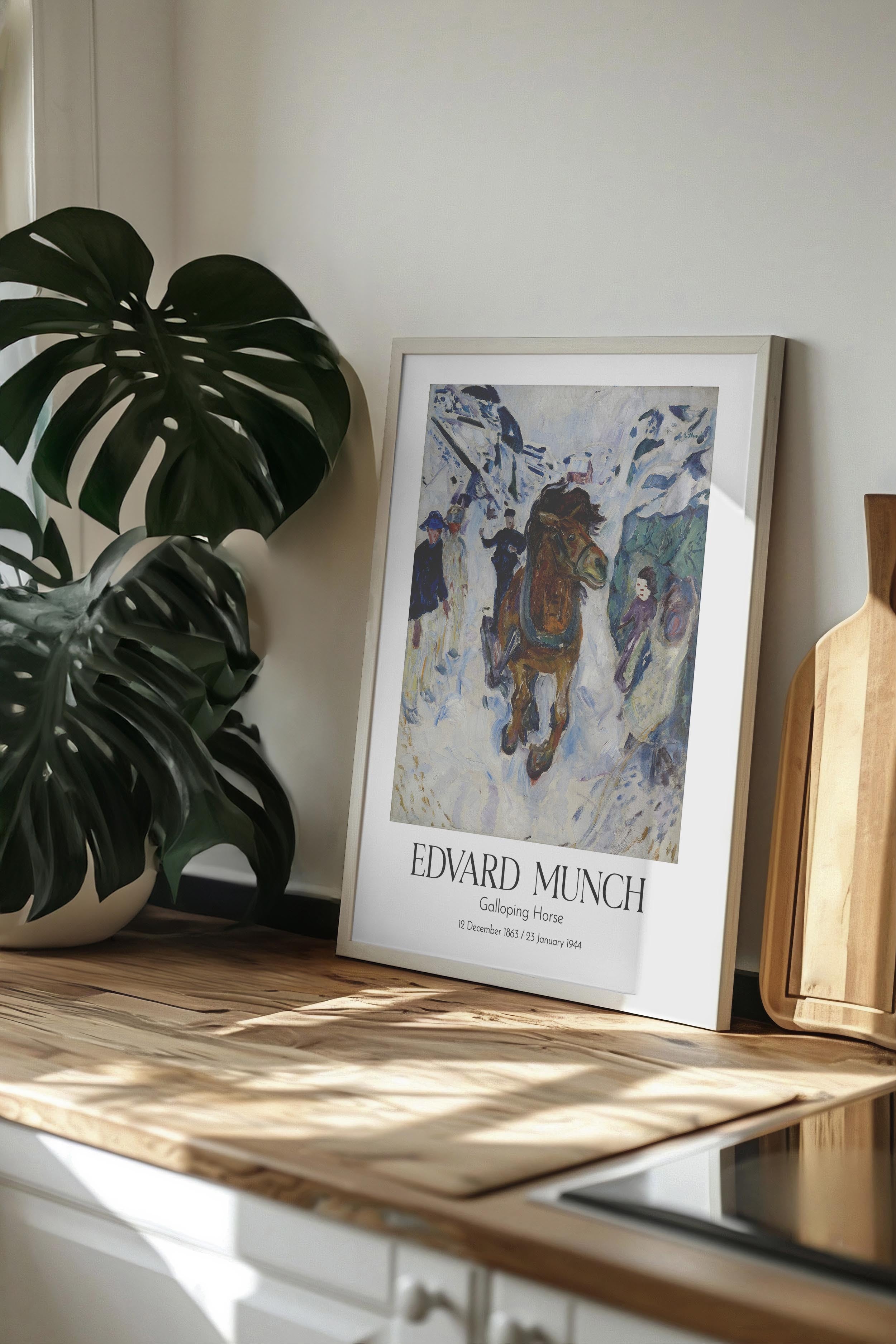 Edvard Munch - Galloping Horse, Beyaz Çerçeveli Tablo, Sanat Serisi NO:111711