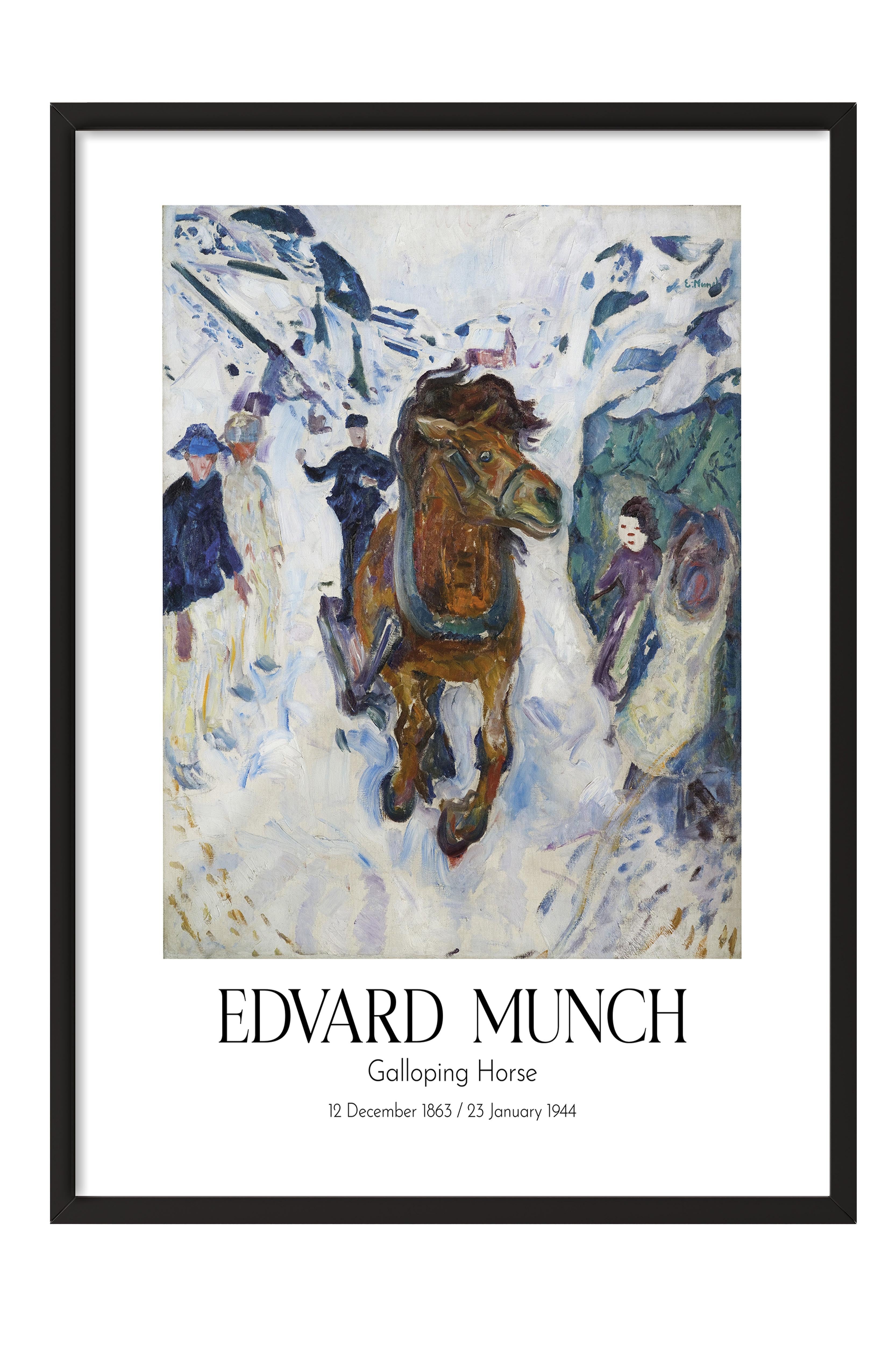 Edvard Munch - Galloping Horse, Siyah Çerçeveli Tablo, Sanat Serisi NO:111711