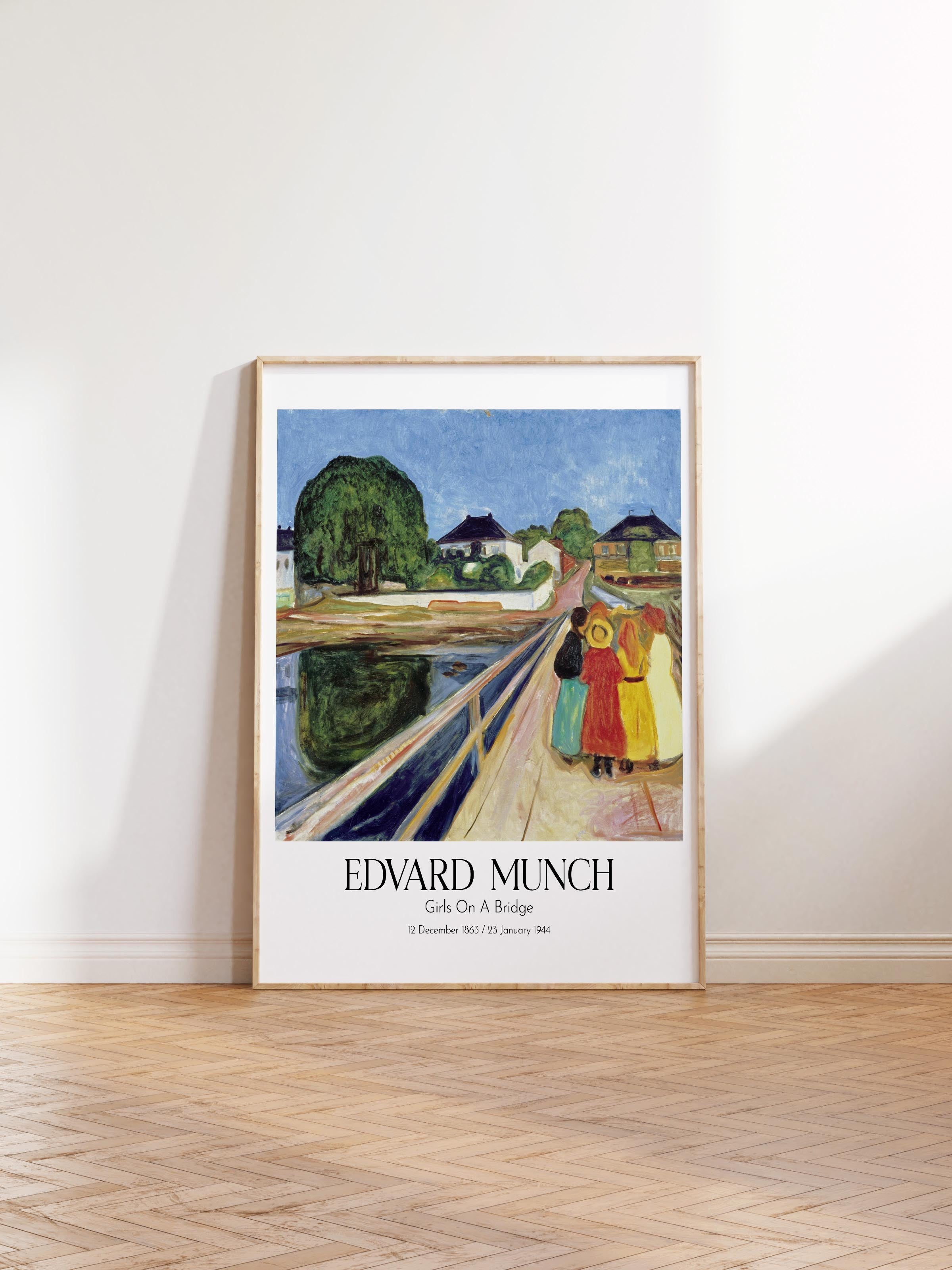 Edvard Munch - Girls On A Bridge, Ahşap Çerçeveli Tablo, Sanat Serisi NO:111712