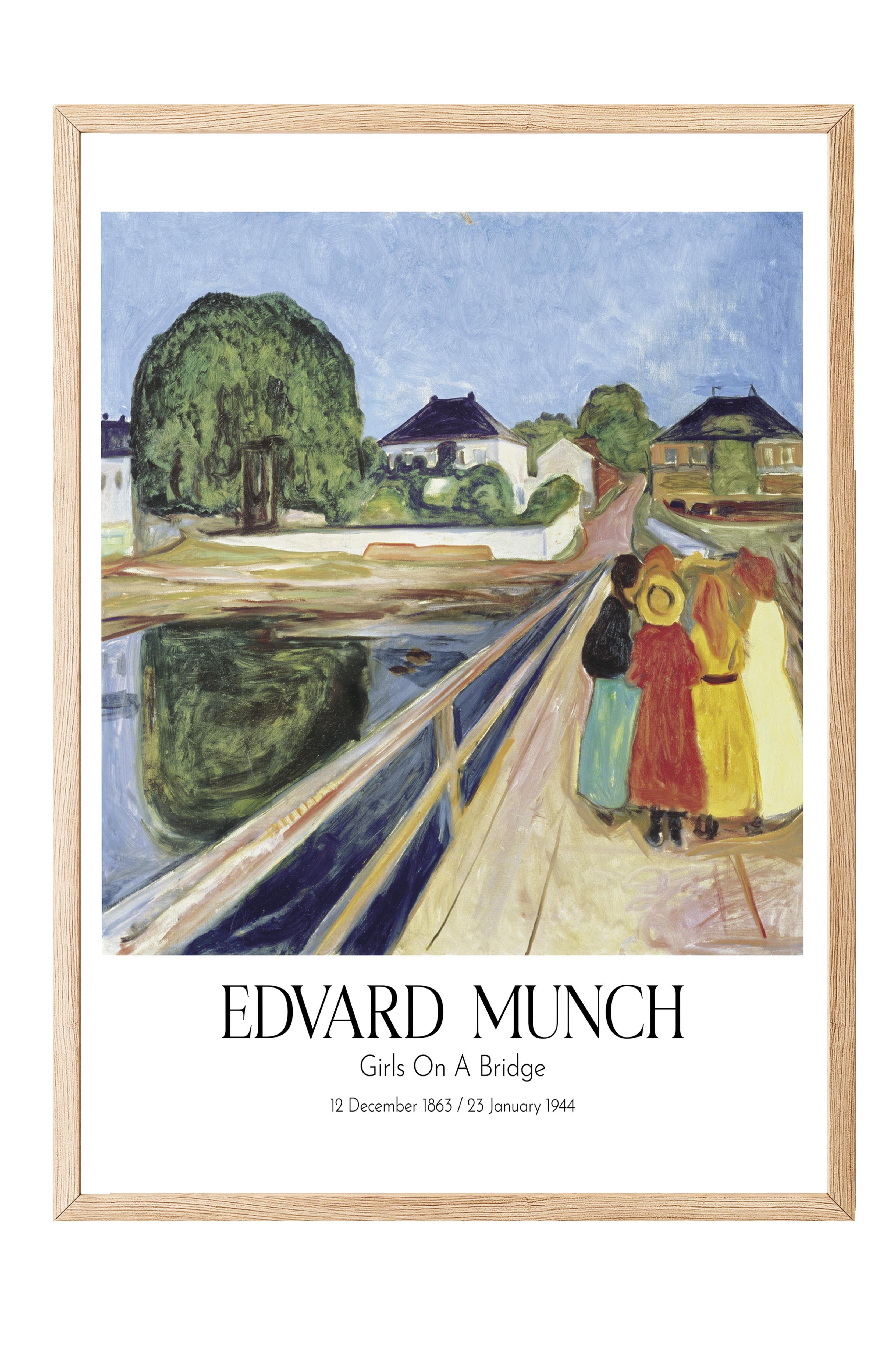 Edvard Munch - Girls On A Bridge, Ahşap Çerçeveli Tablo, Sanat Serisi NO:111712