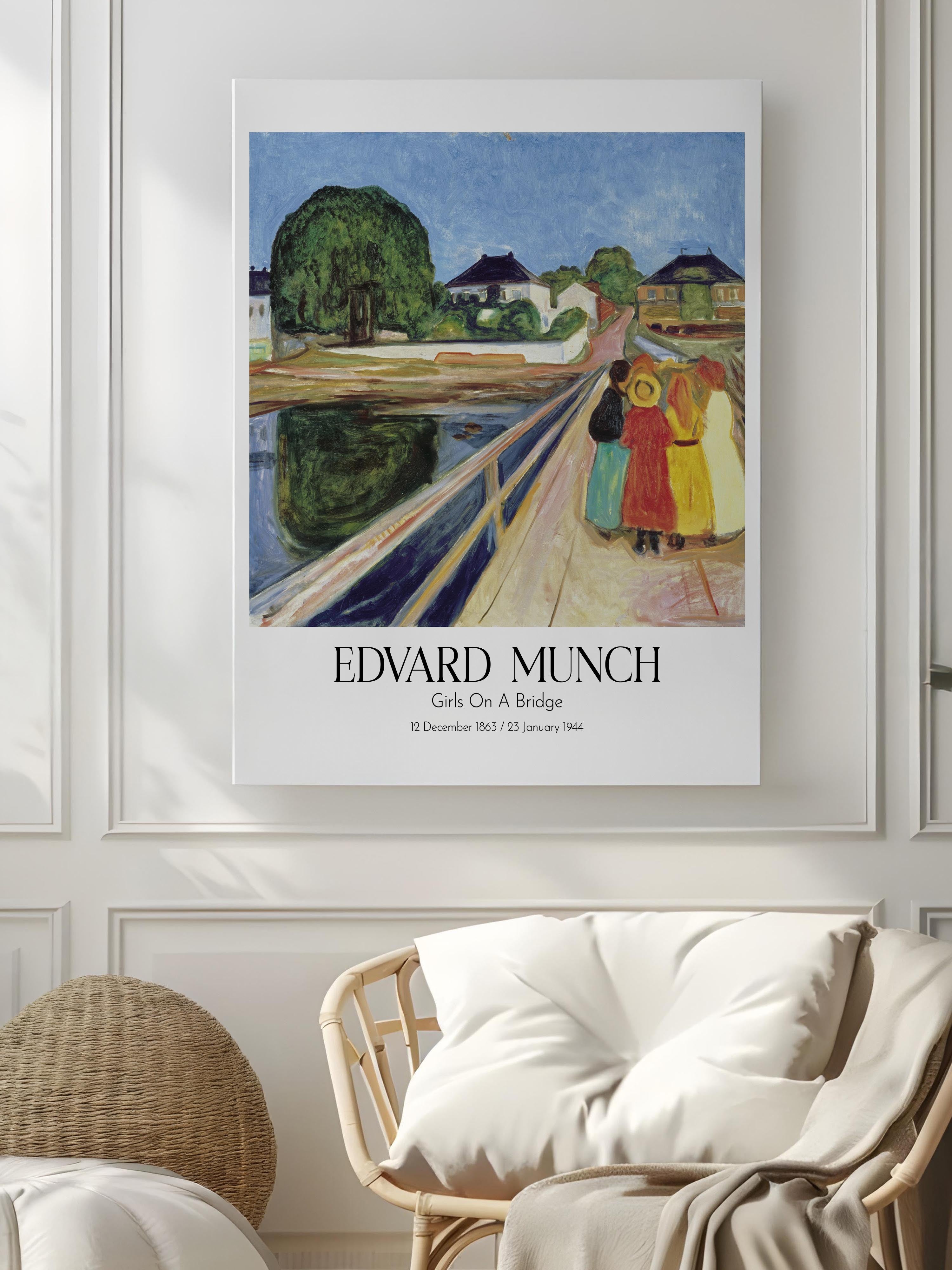 Edvard Munch - Girls On A Bridge, Kanvas Tablo, Sanat Serisi NO:111712