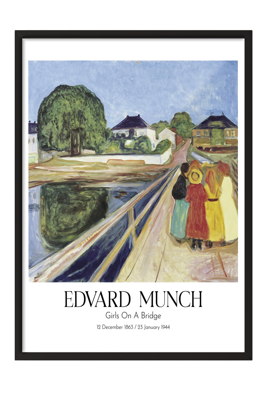 Edvard Munch - Girls On A Bridge, Siyah Çerçeveli Tablo, Sanat Serisi NO:111712