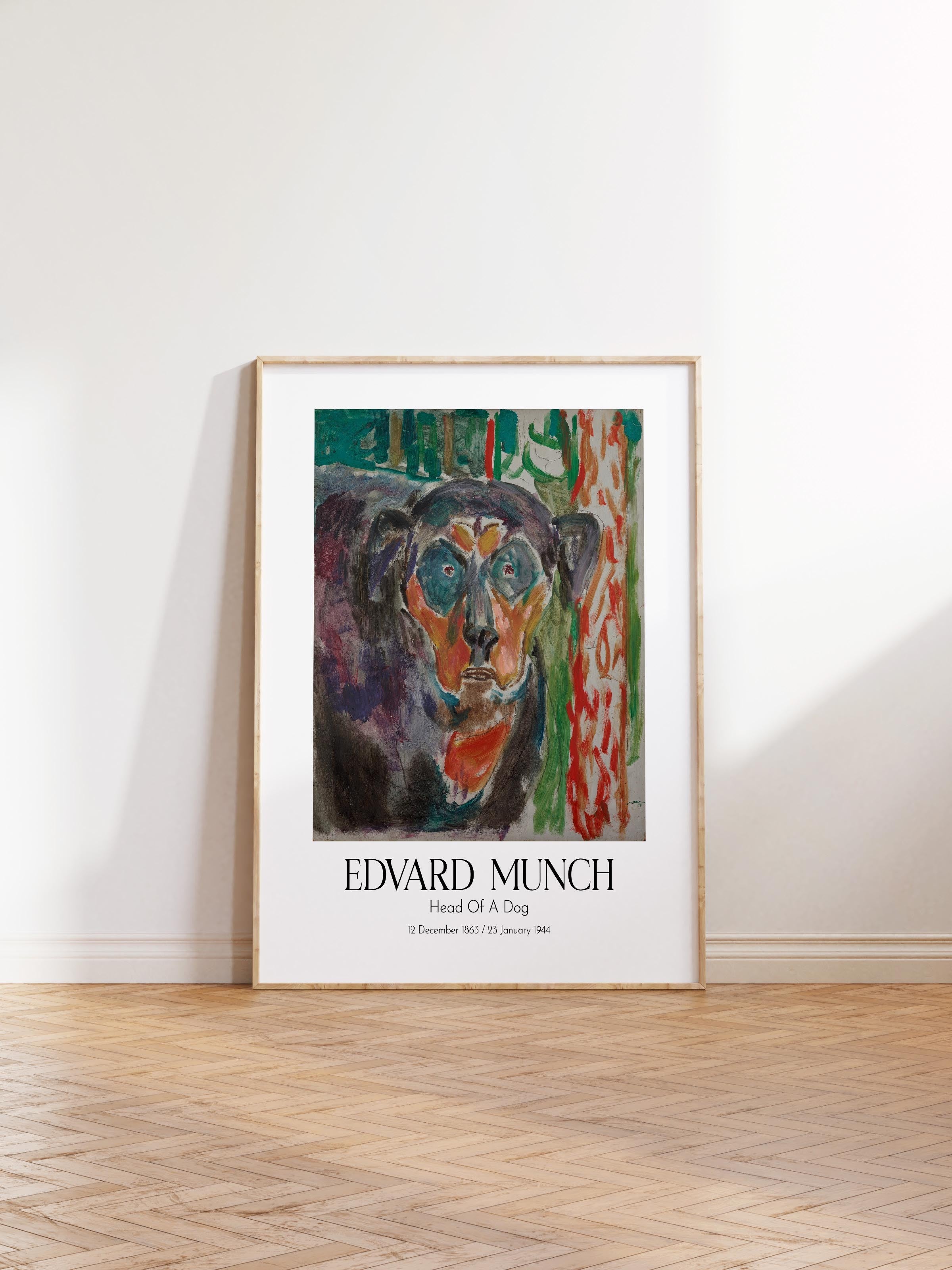 Edvard Munch - Head Of A Dog, Ahşap Çerçeveli Tablo, Sanat Serisi NO:111713
