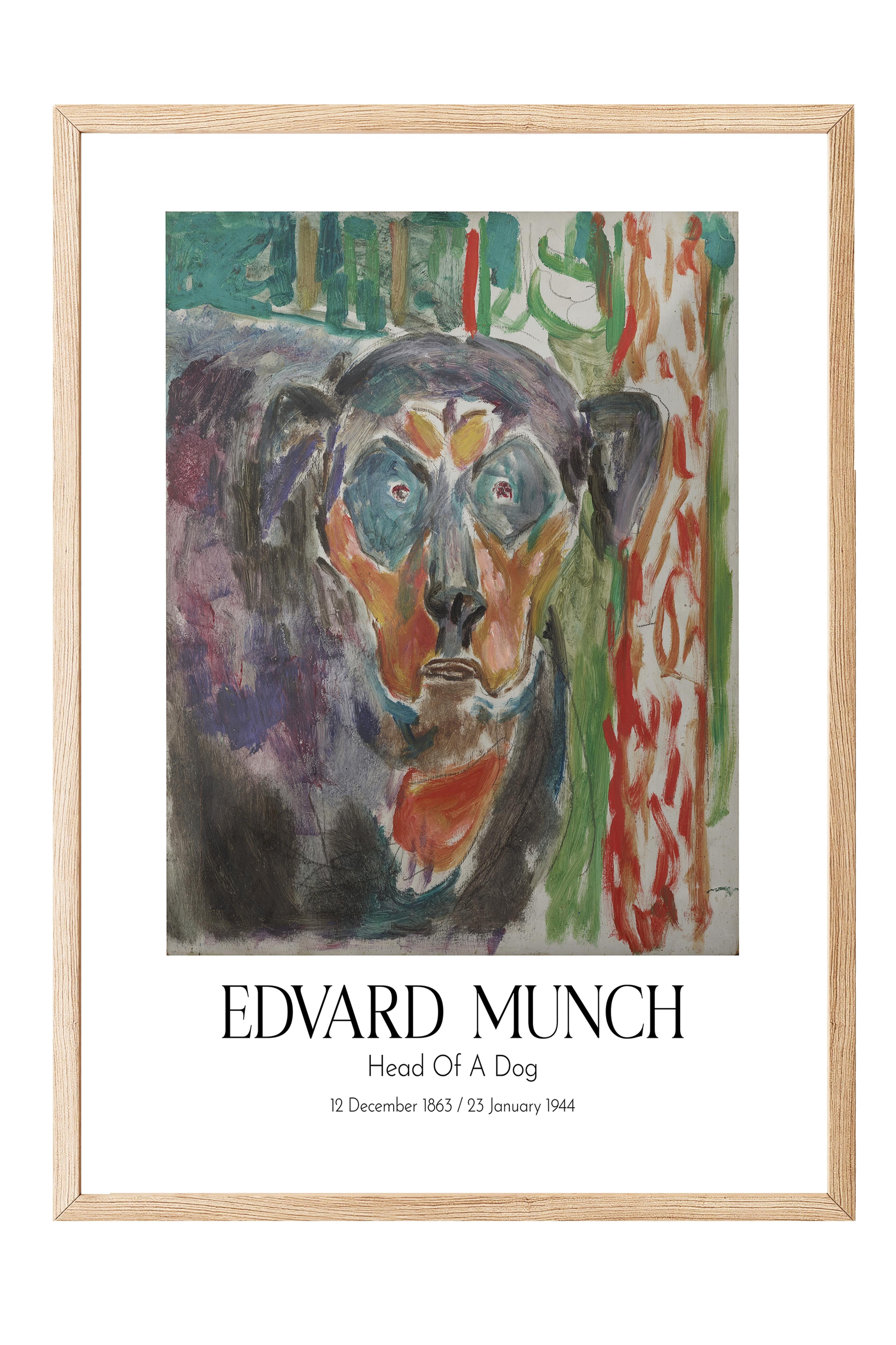 Edvard Munch - Head Of A Dog, Ahşap Çerçeveli Tablo, Sanat Serisi NO:111713