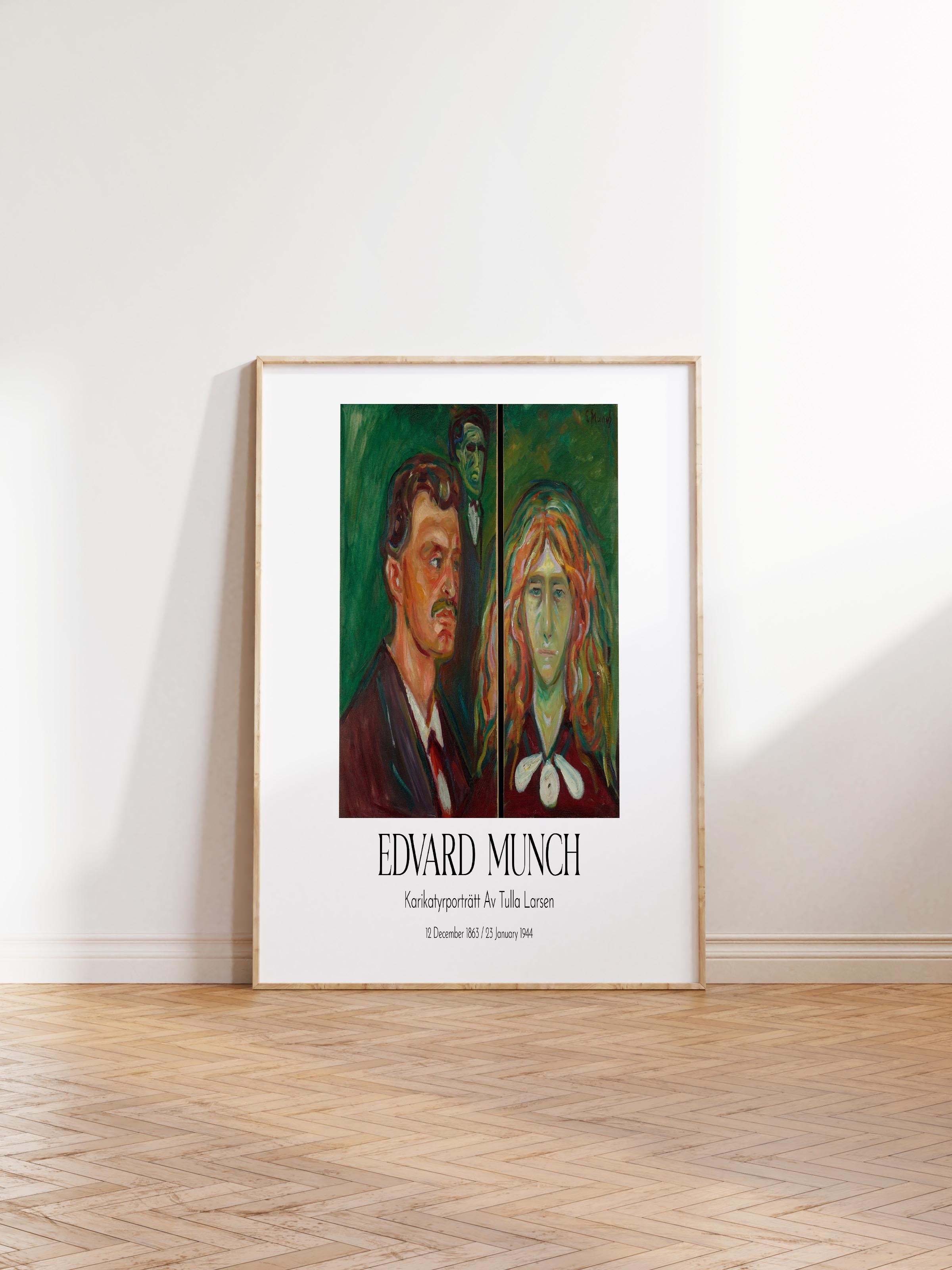 Edvard Munch - Karikatyrporträtt Av Tulla Larsen, Ahşap Çerçeveli Tablo, Sanat Serisi NO:111741