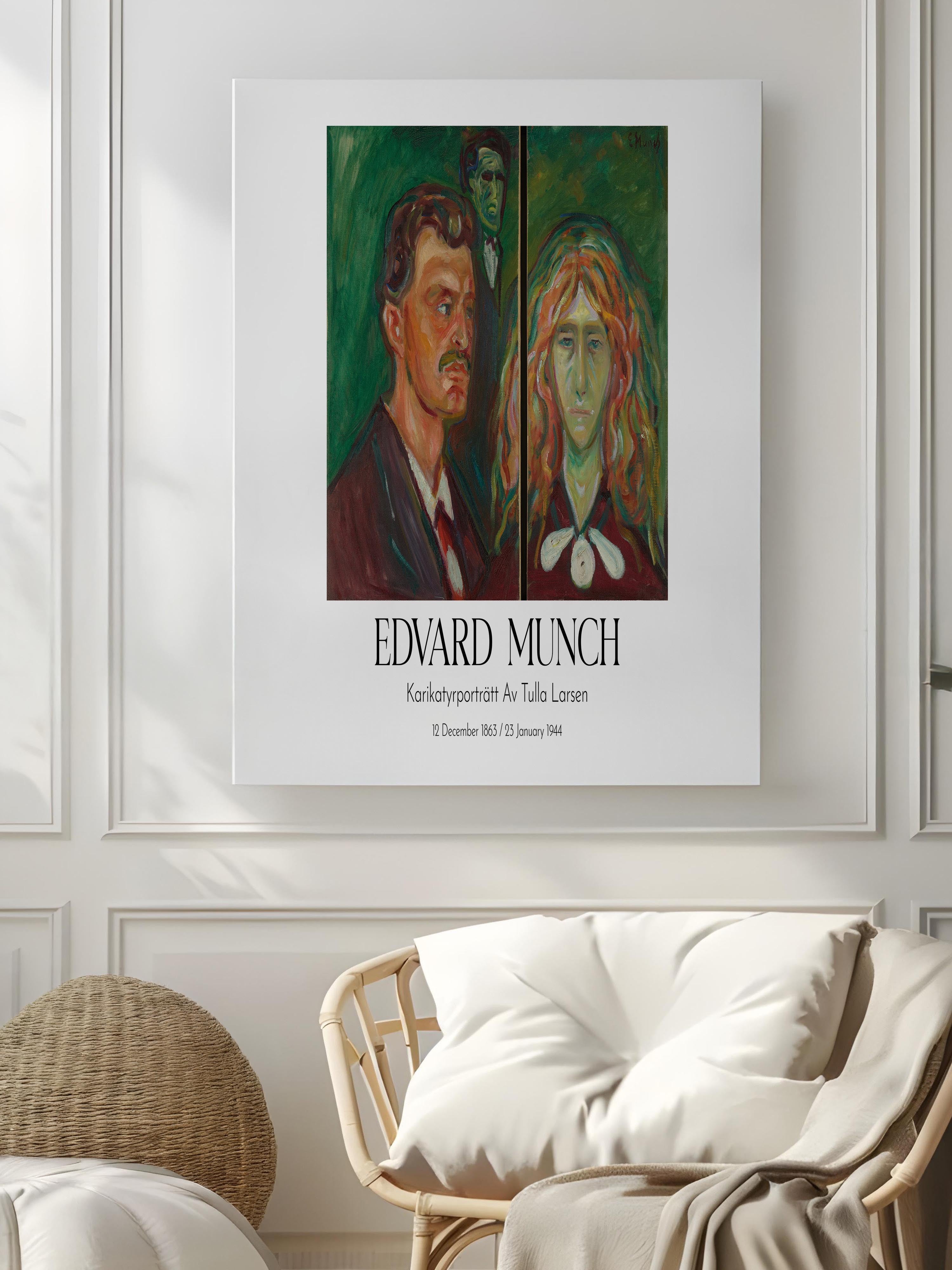 Edvard Munch - Karikatyrporträtt Av Tulla Larsen, Kanvas Tablo, Sanat Serisi NO:111741