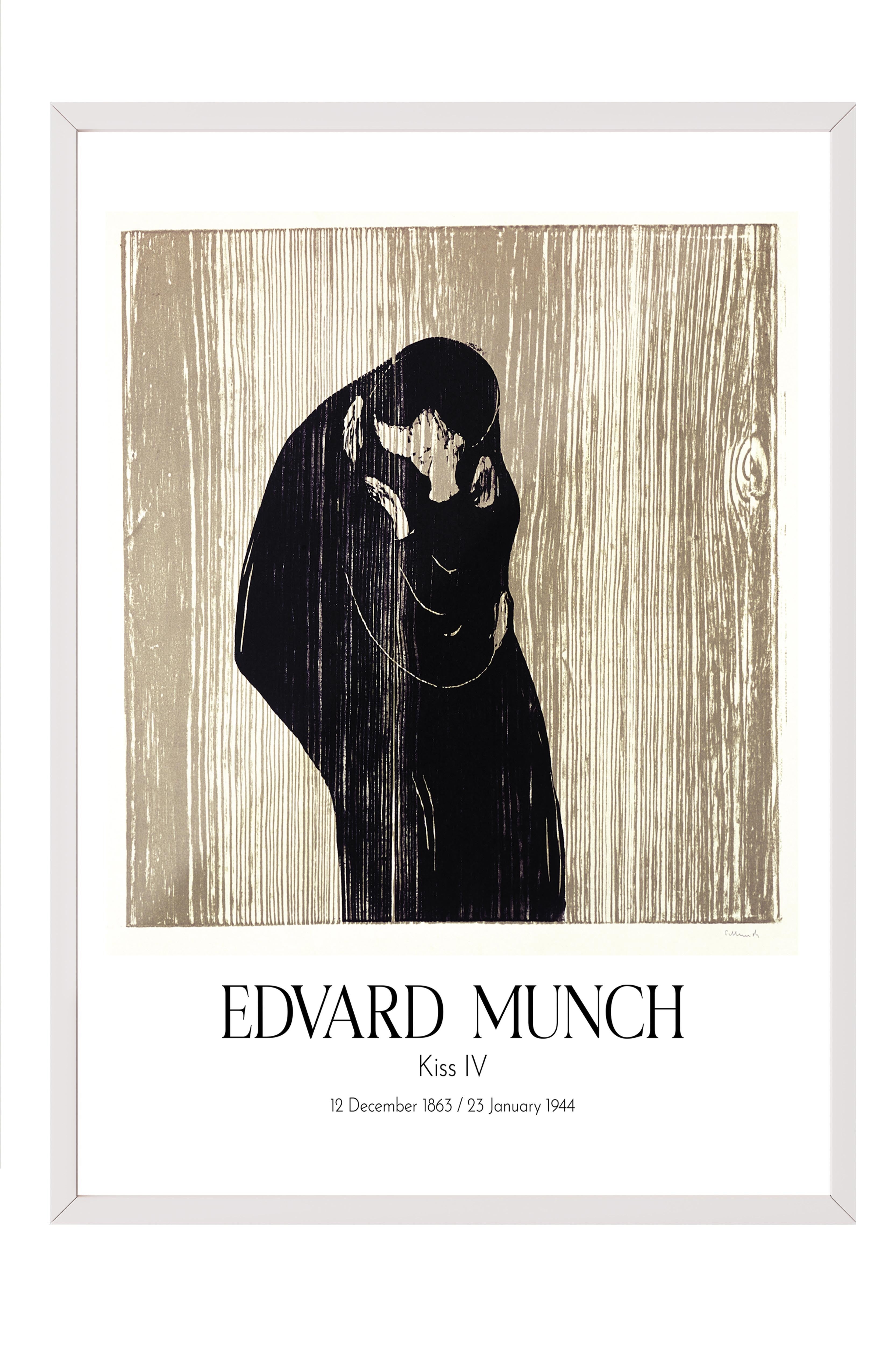 Edvard Munch - Kiss Iv, Beyaz Çerçeveli Tablo, Sanat Serisi NO:111714