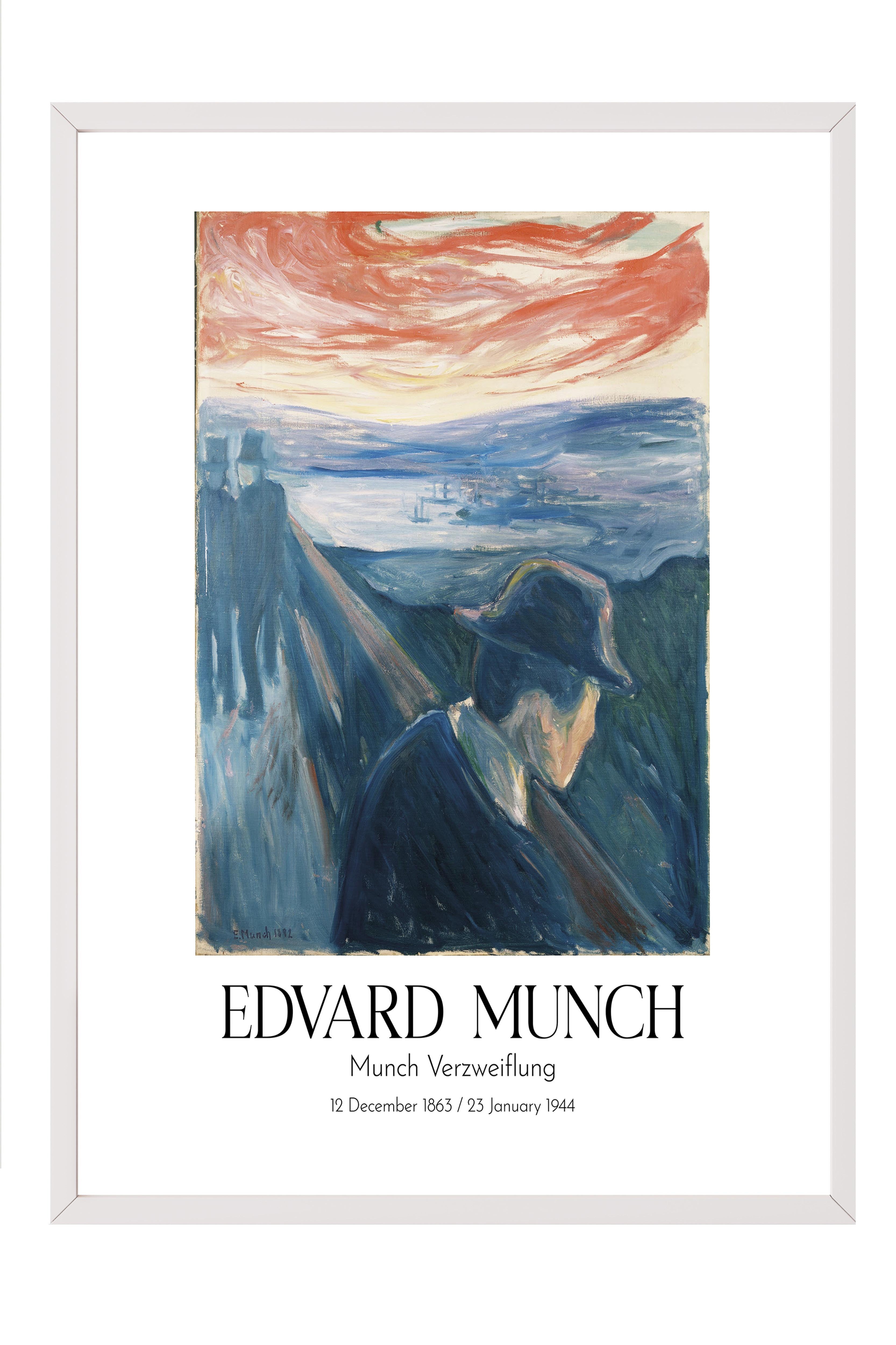 Edvard Munch - Munch Verzweiflung, Beyaz Çerçeveli Tablo, Sanat Serisi NO:111733