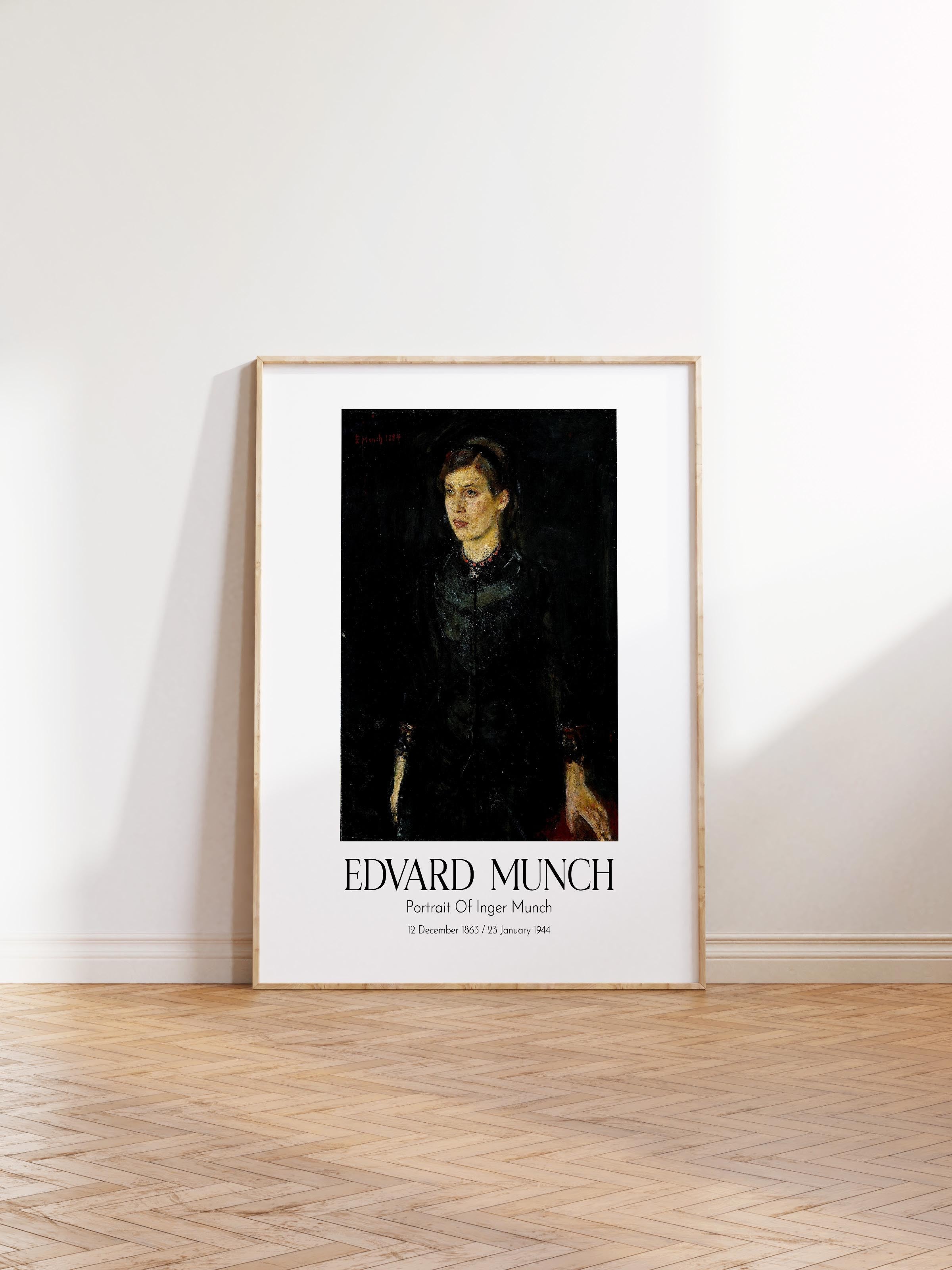 Edvard Munch - Portrait Of Inger Munch, Ahşap Çerçeveli Tablo, Sanat Serisi NO:111716